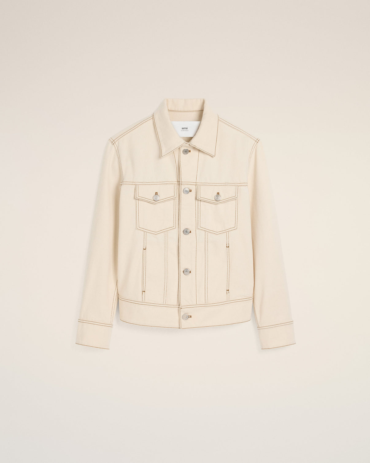 Beige Cotton Trucker Jacket