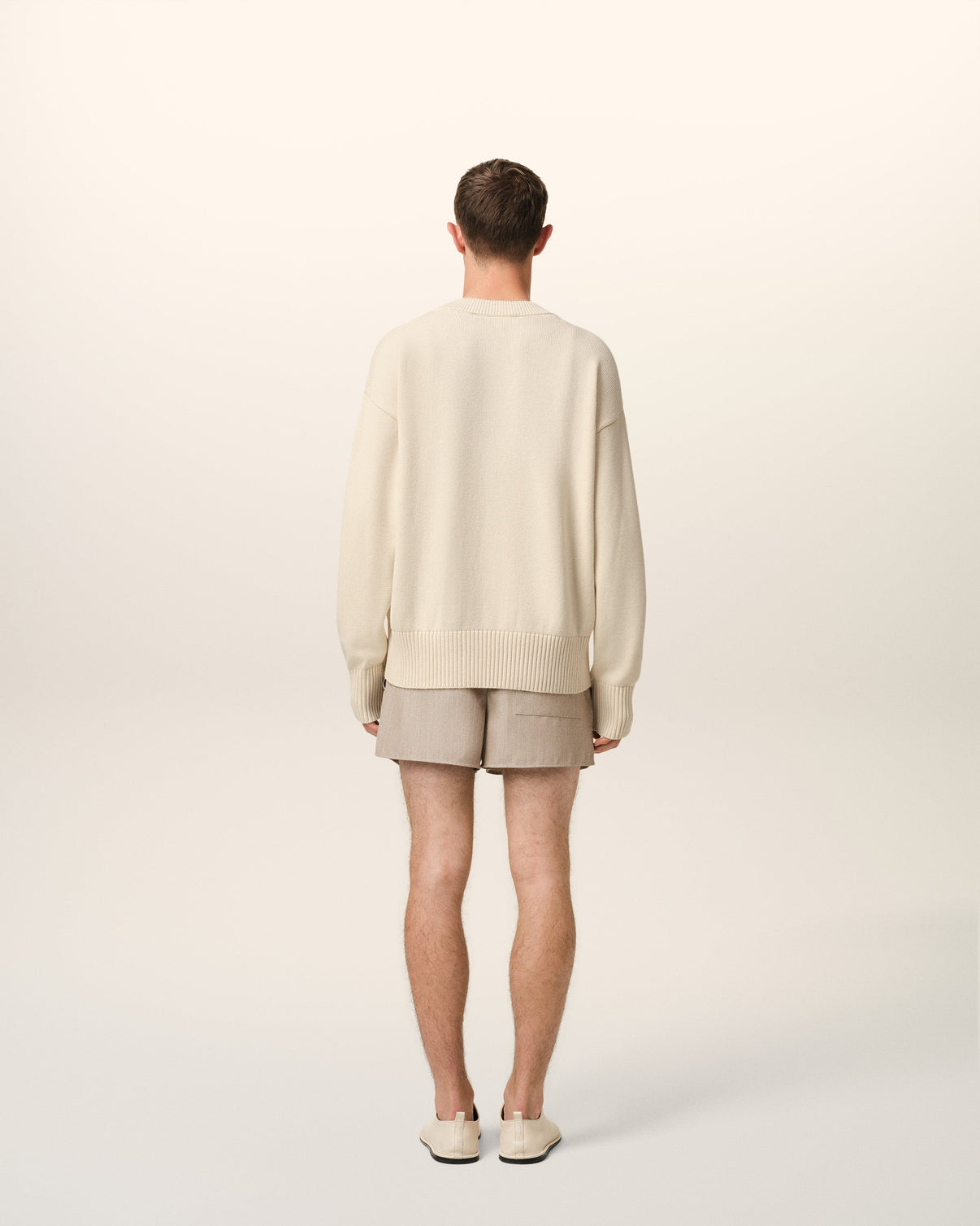 Beige Cotton Wool Embroidered Cardigan