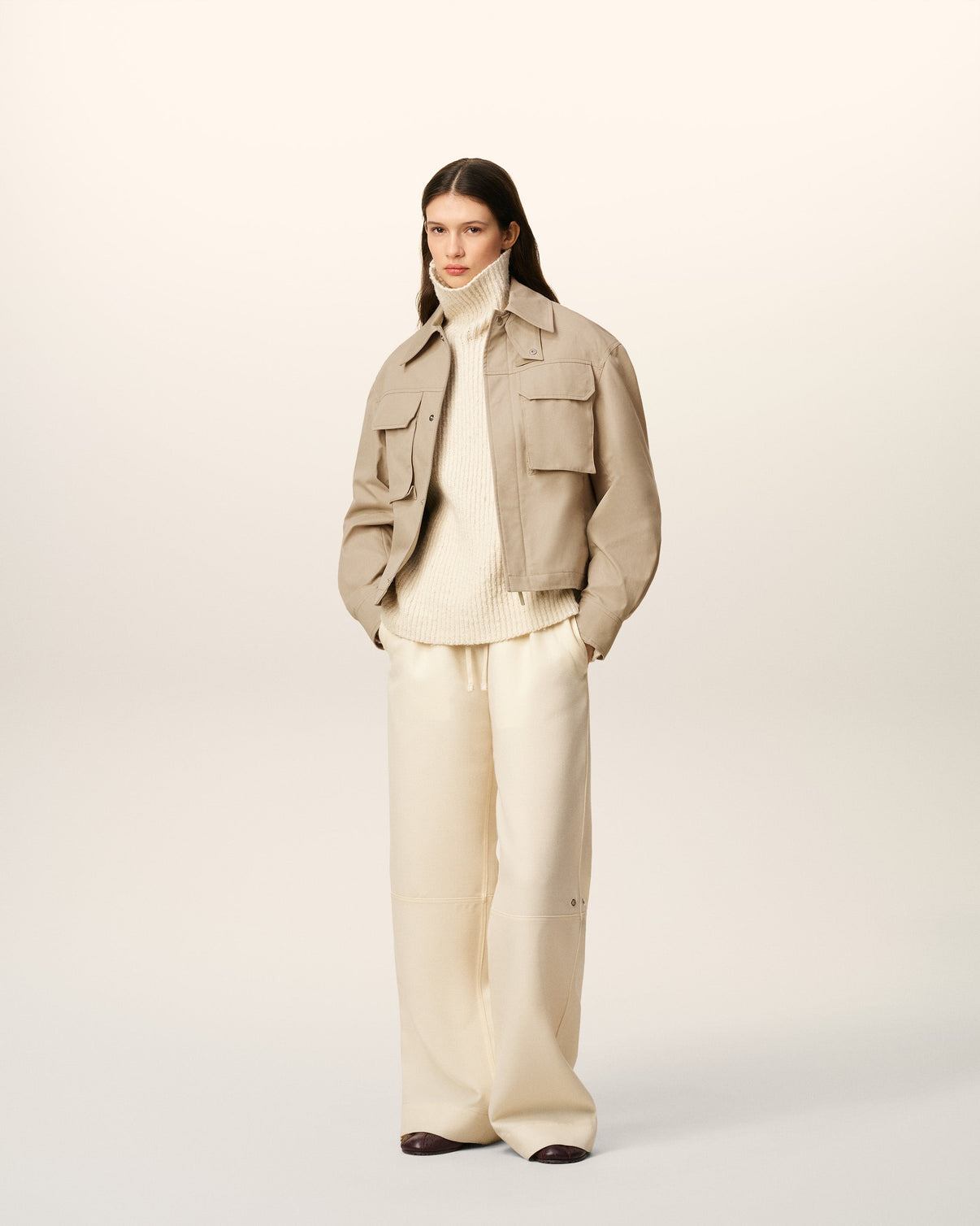 Beige Cotton Worker Jacket