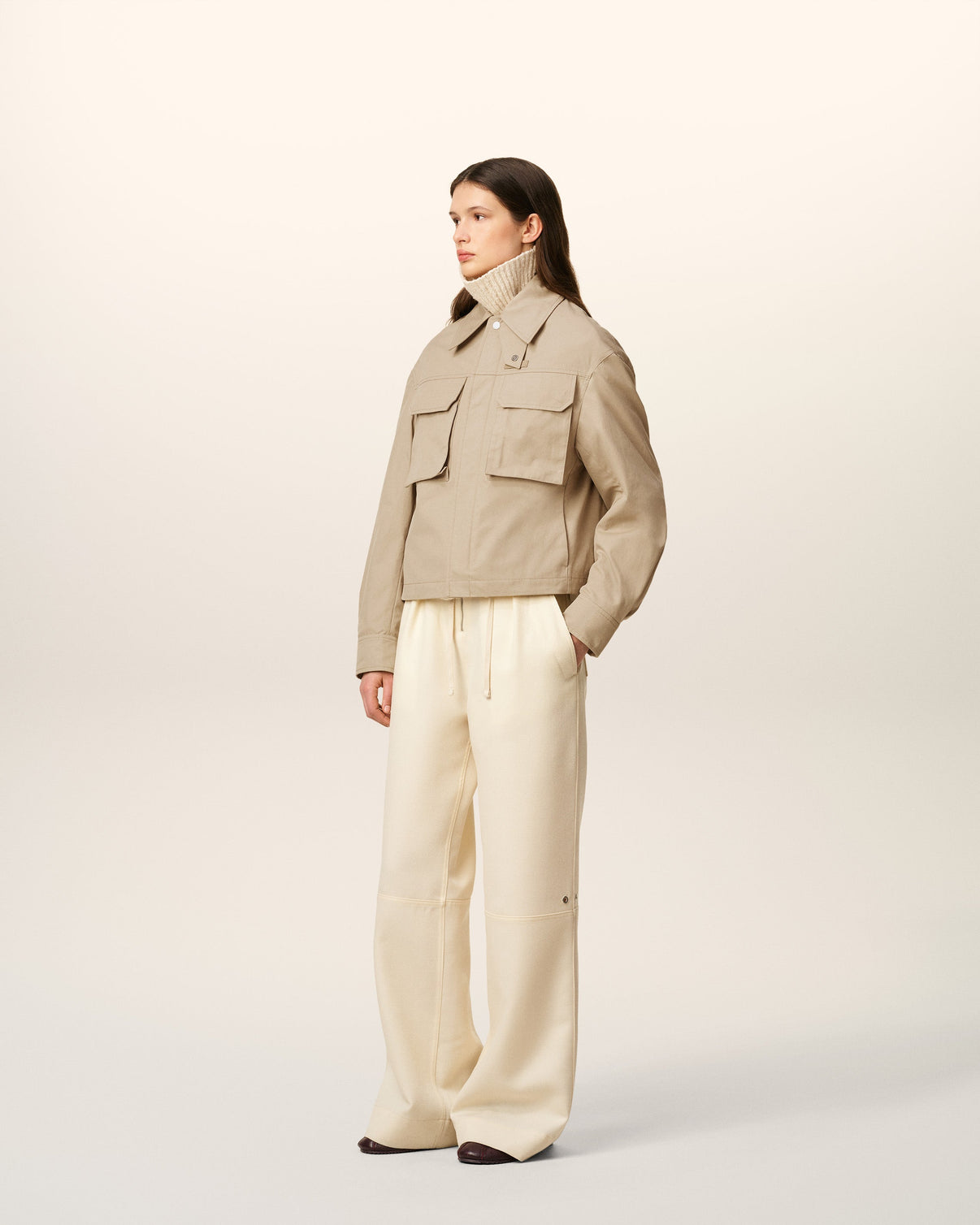 Beige Cotton Worker Jacket