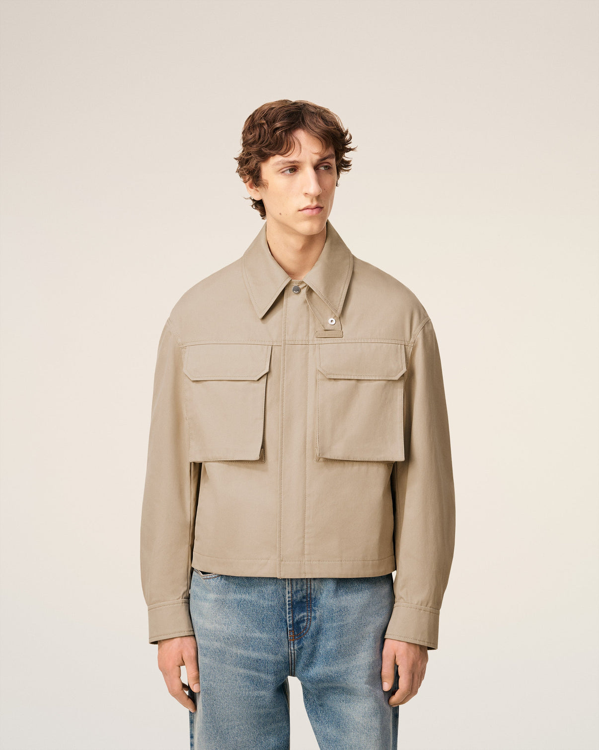 Beige Cotton Worker Jacket