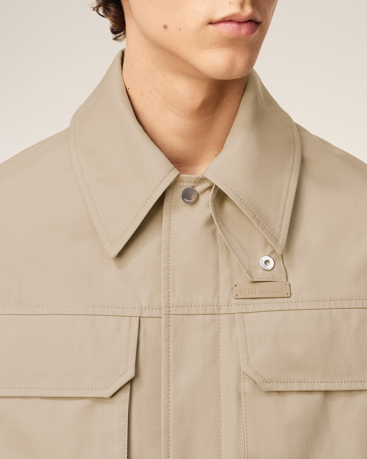 Beige Cotton Worker Jacket