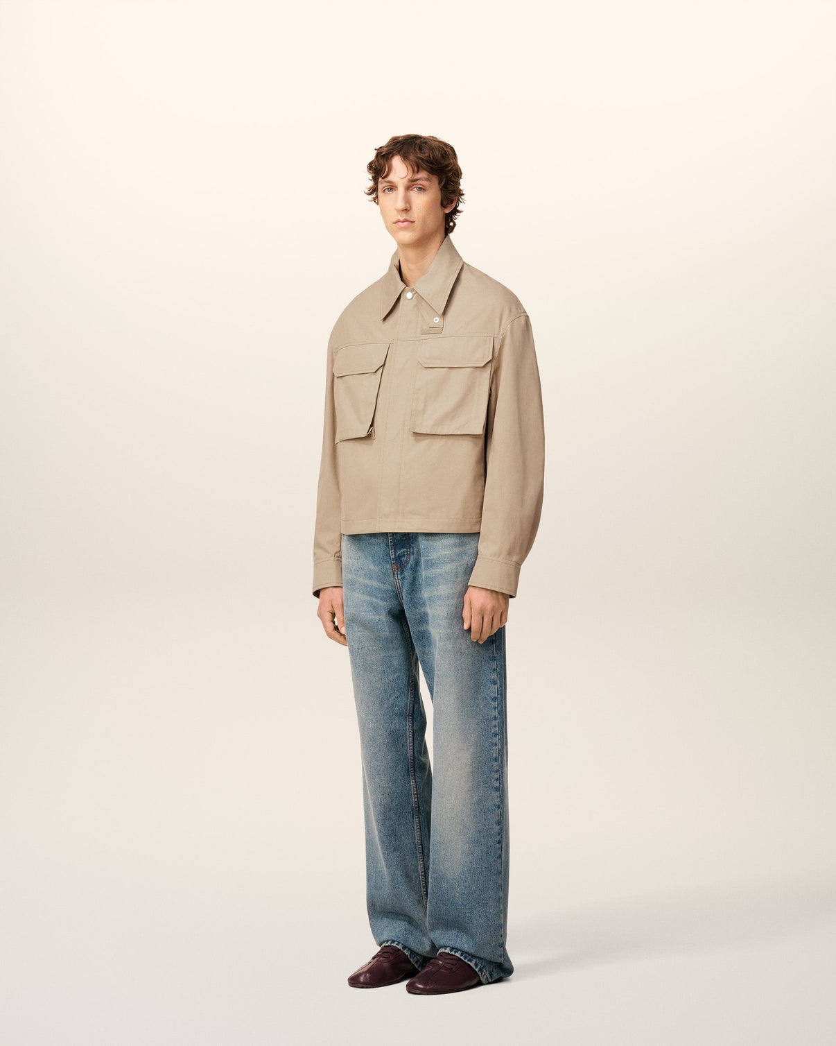 Beige Cotton Worker Jacket