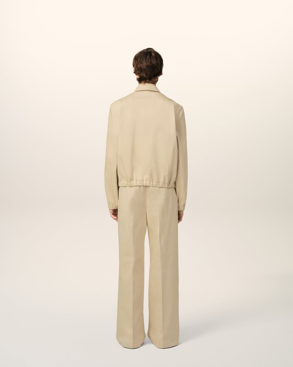 Beige Cotton Zipped Jacket