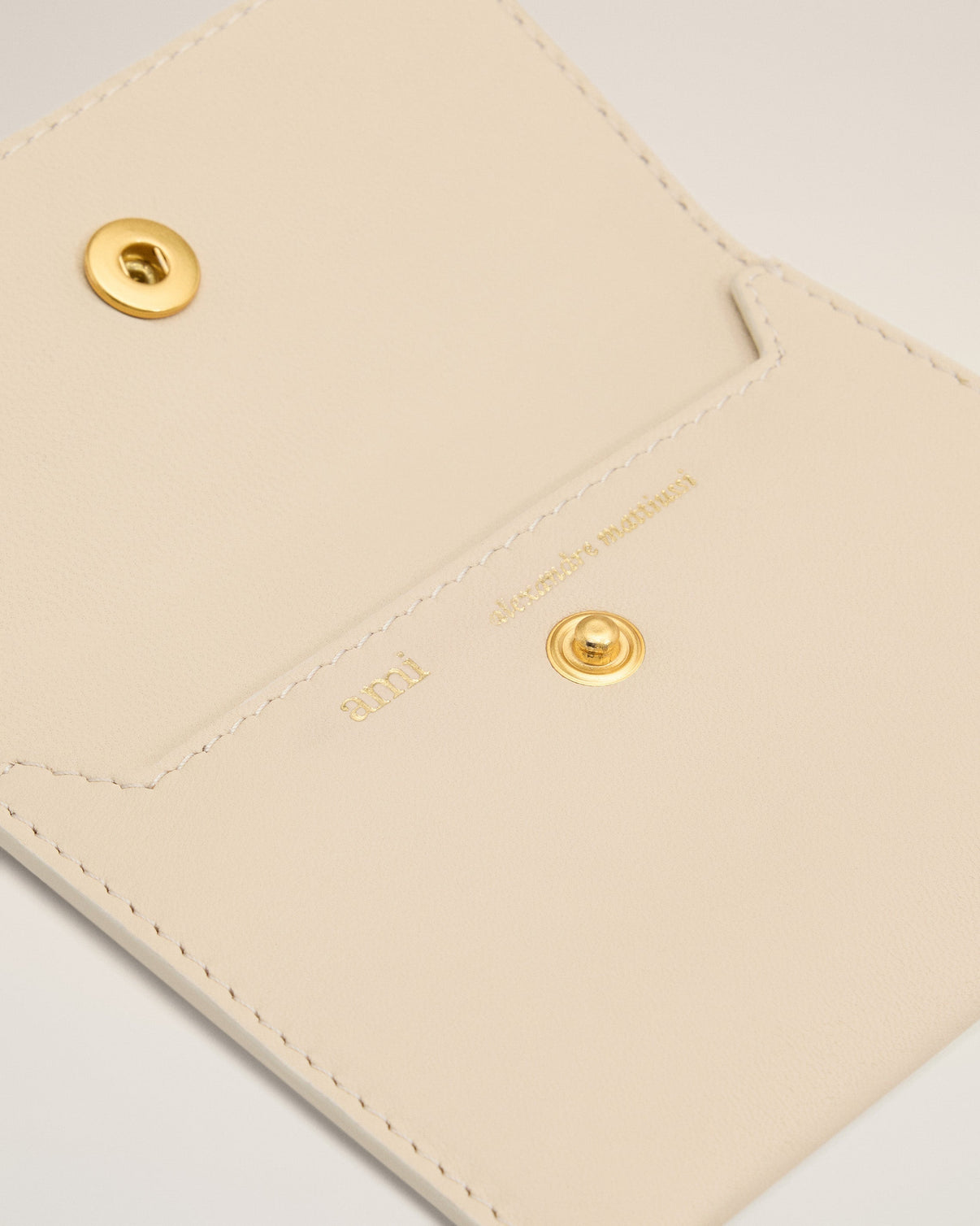 Beige Leather Carrousel Folded Card Holder