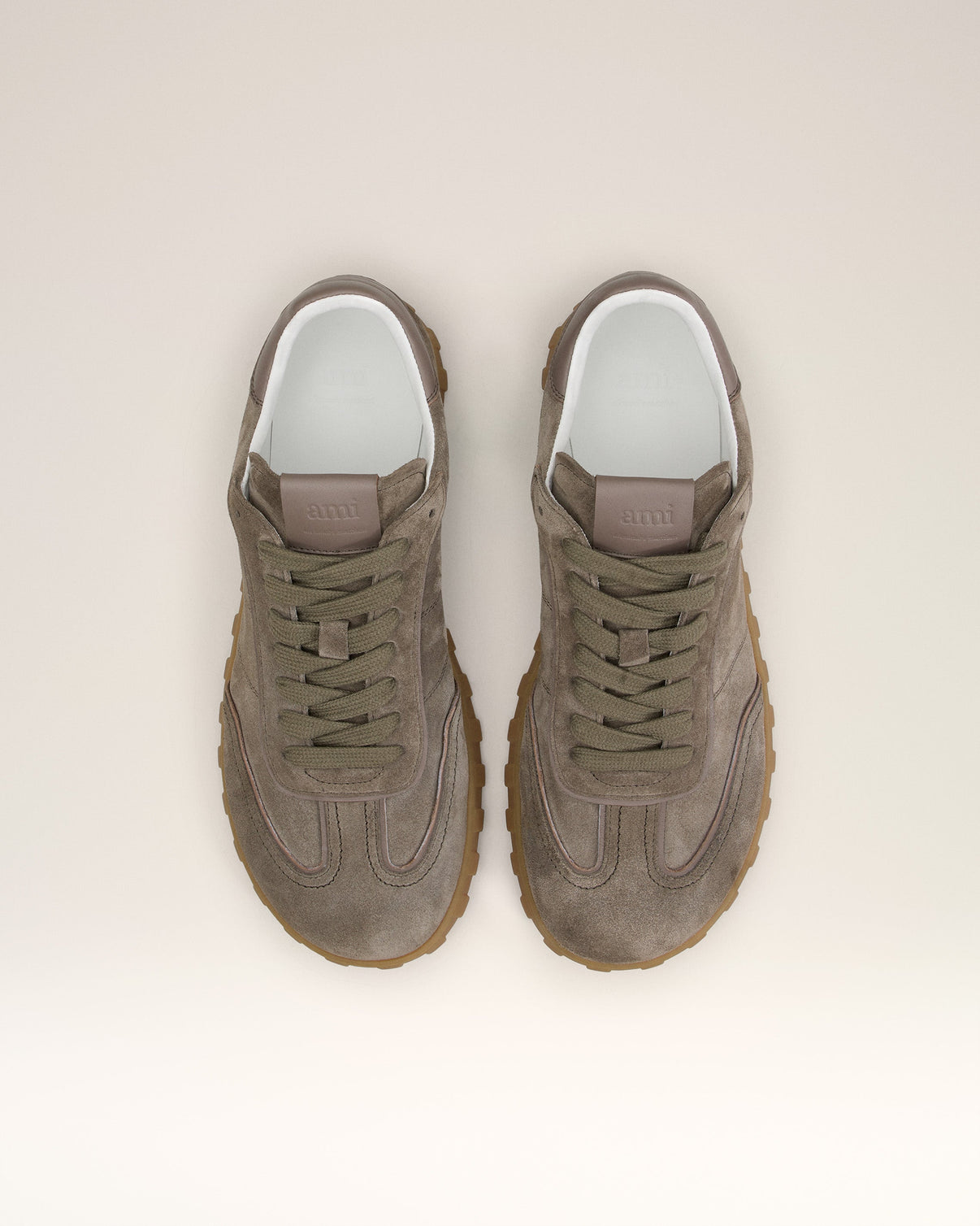 Beige Leather Low Top Step Sneakers