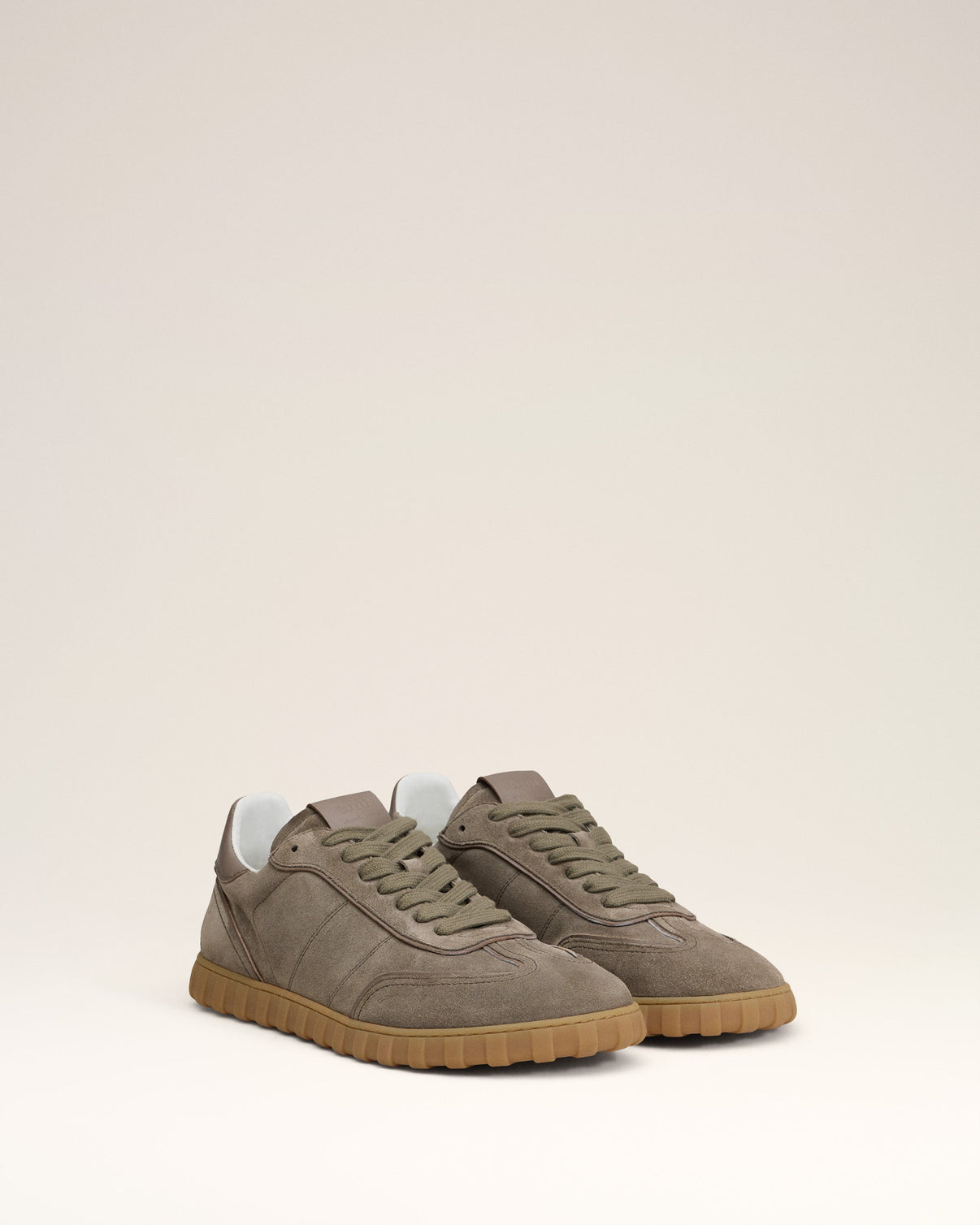 Beige Leather Low Top Step Sneakers