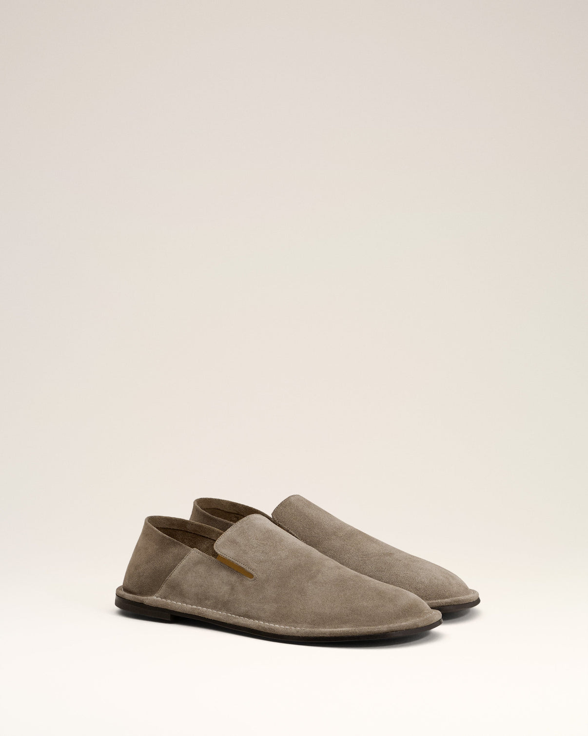 Beige Leather Midi Slippers