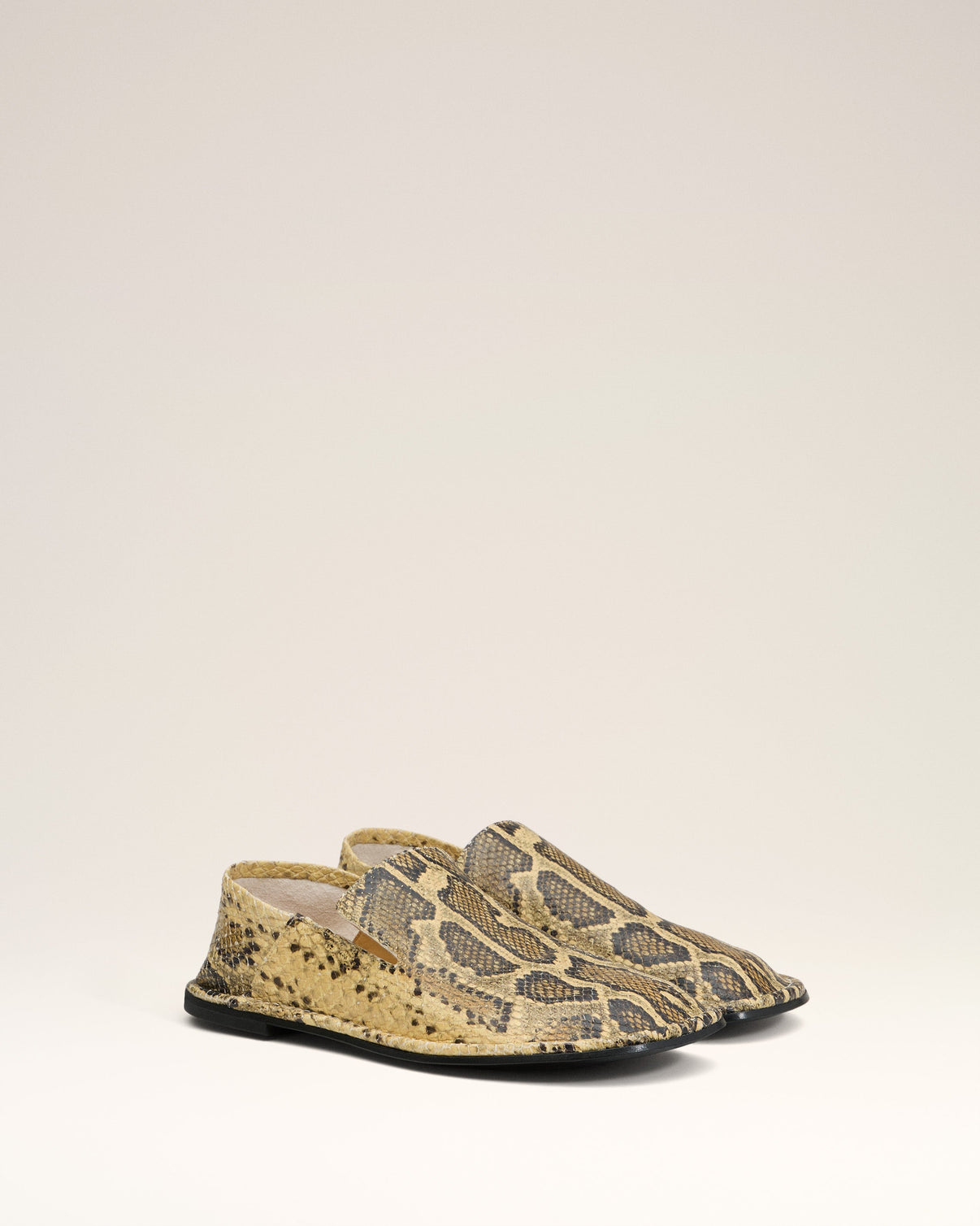 Beige Leather Midi Slippers