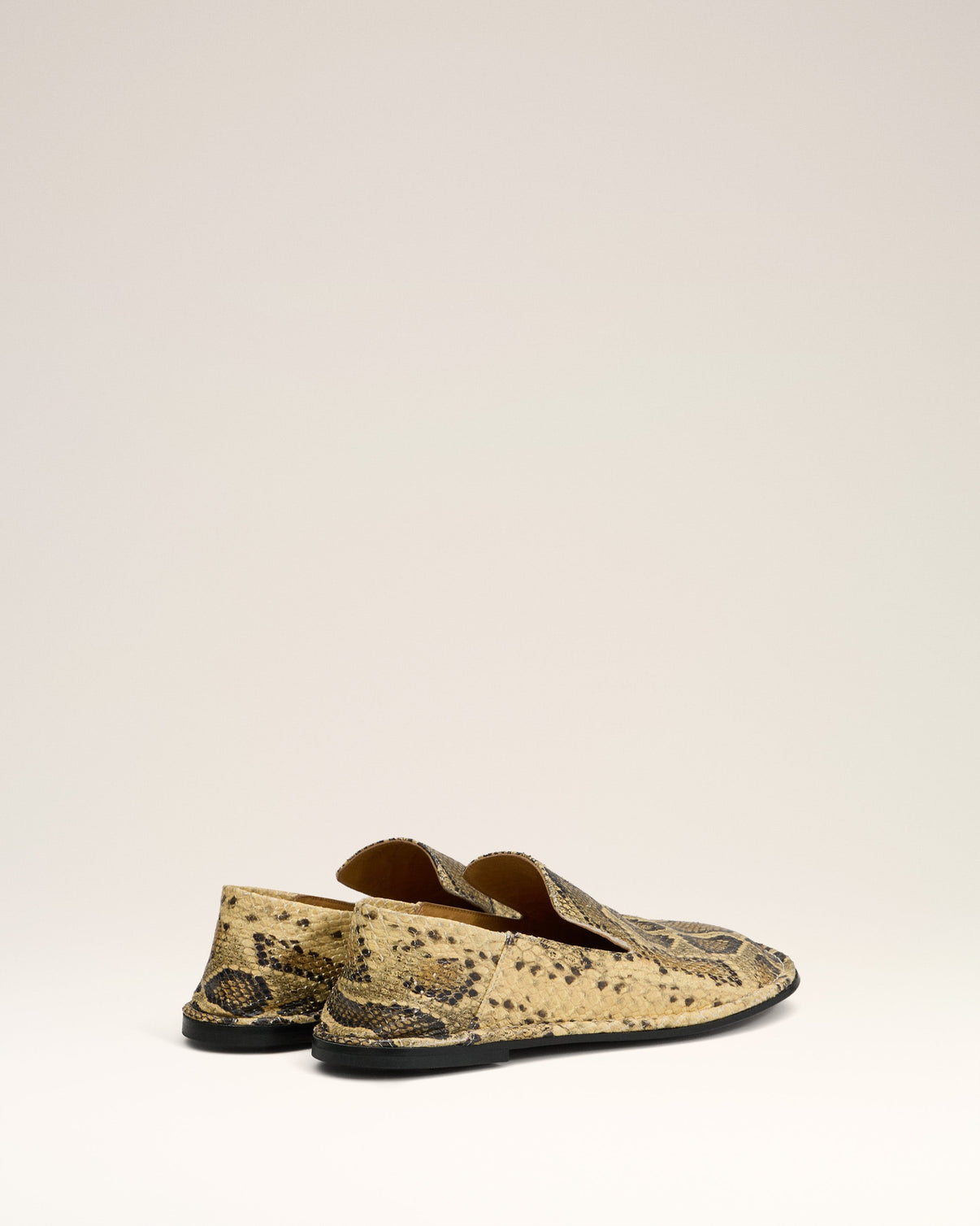 Beige Leather Midi Slippers