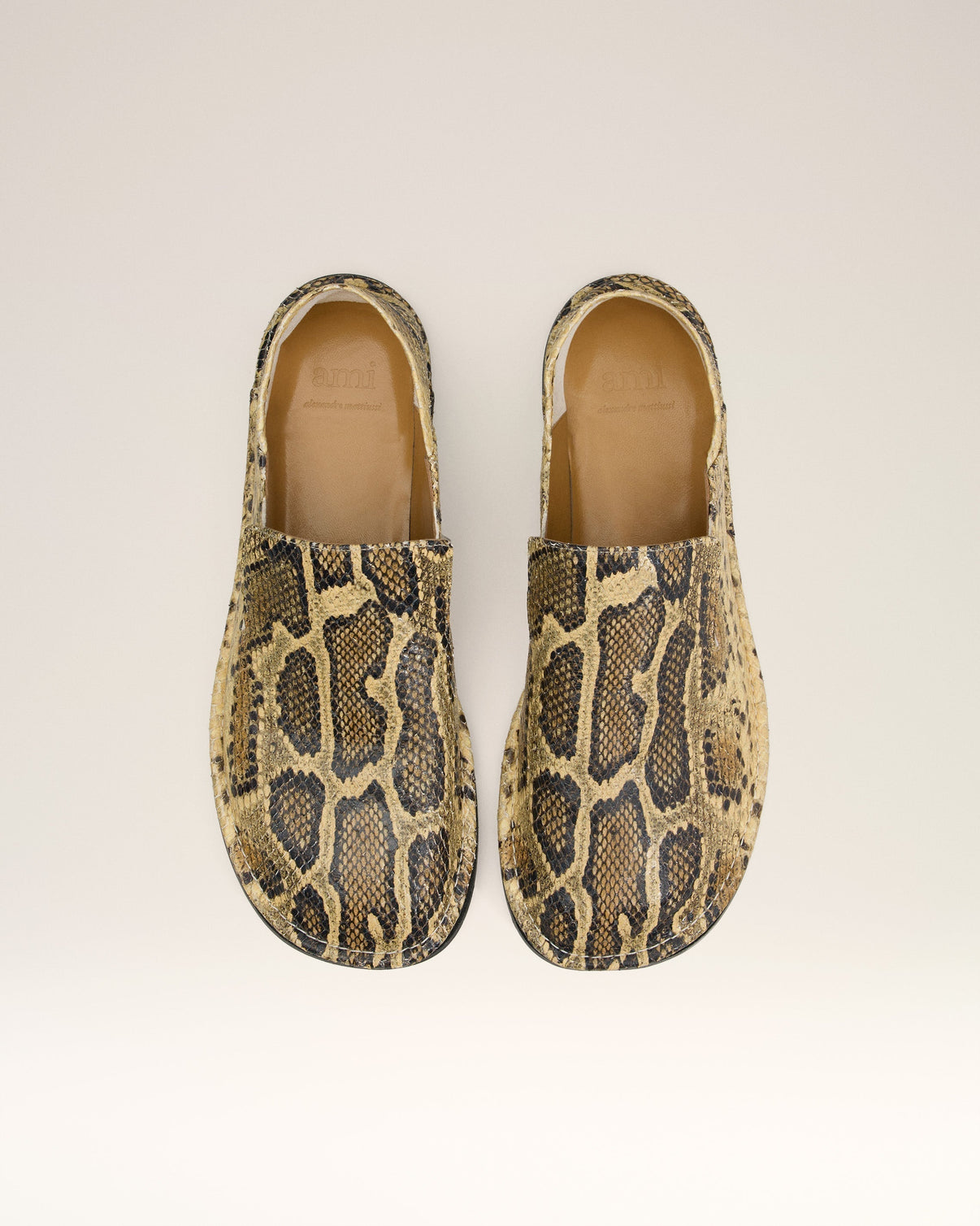 Beige Leather Midi Slippers