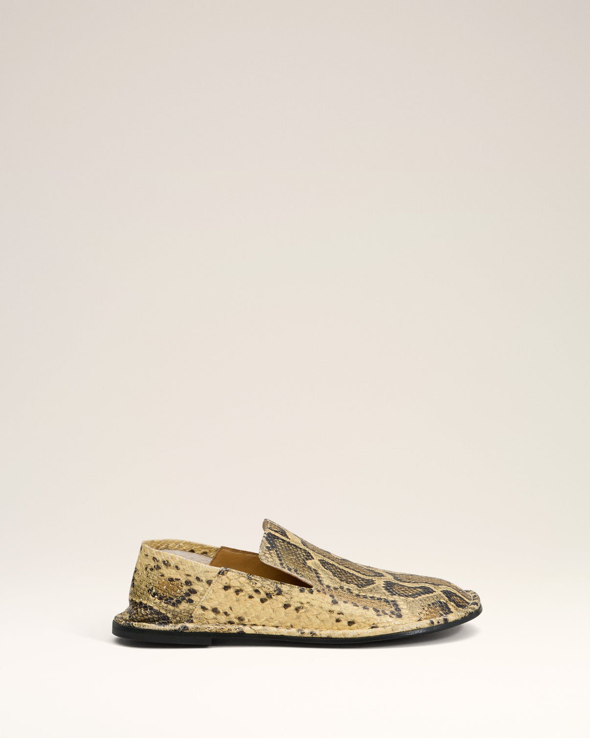 Beige Leather Midi Slippers