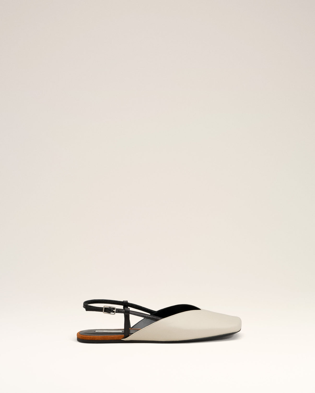 Beige Leather Slingbacks