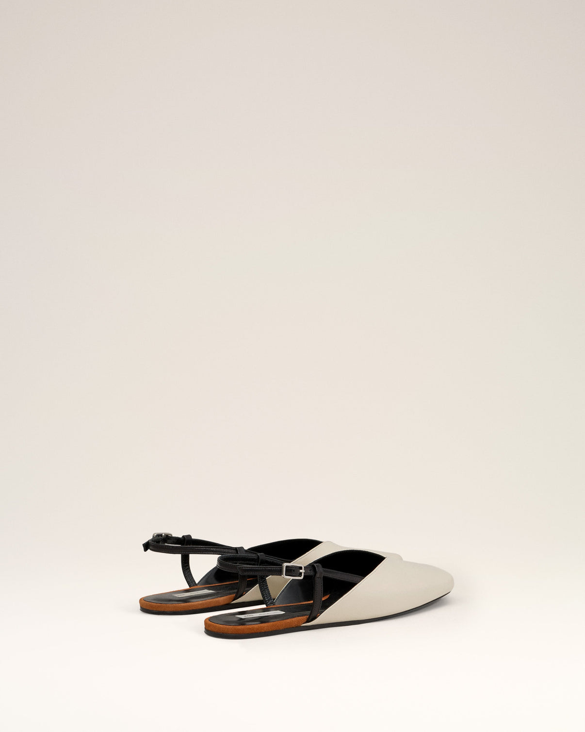 Beige Leather Slingbacks