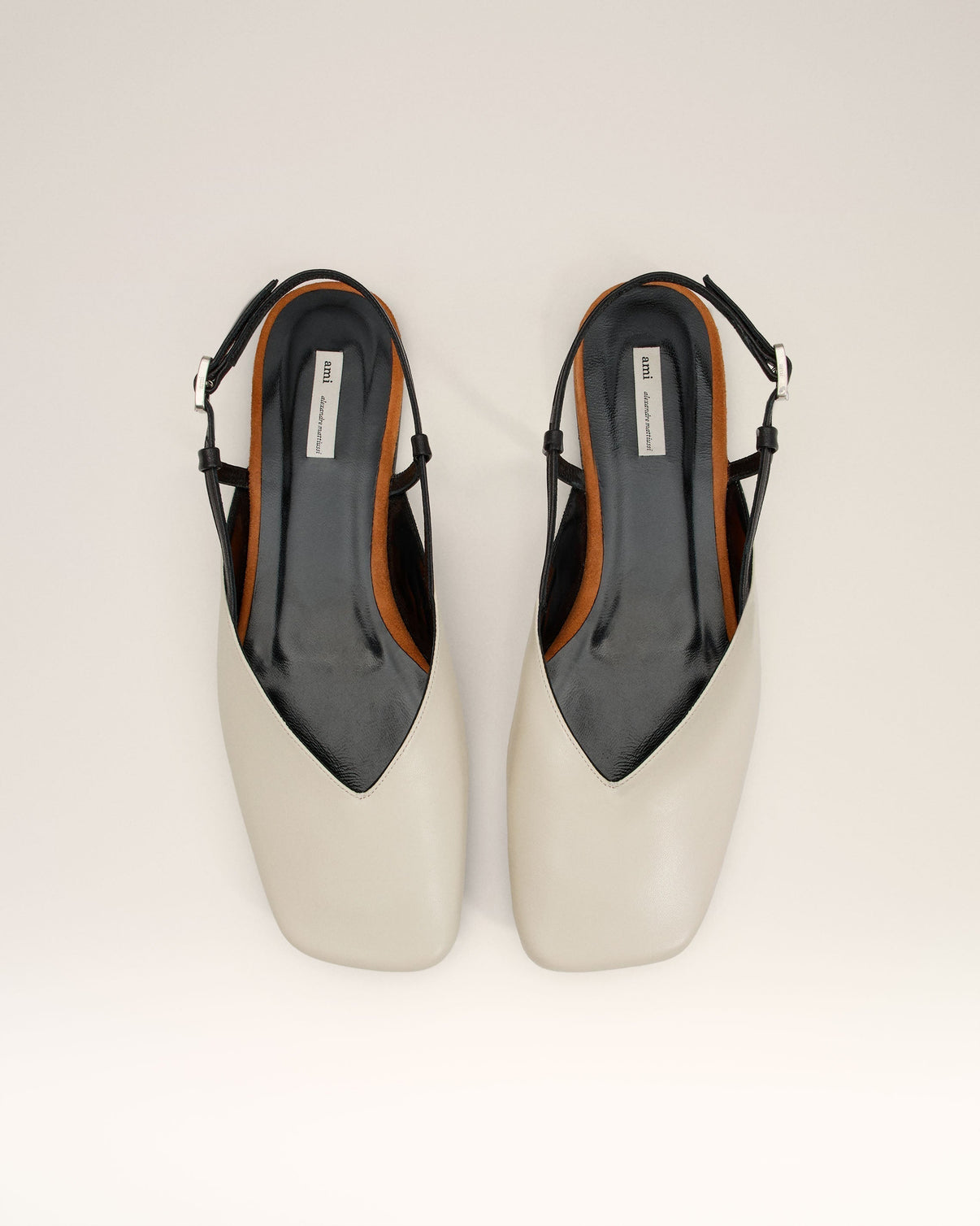 Beige Leather Slingbacks
