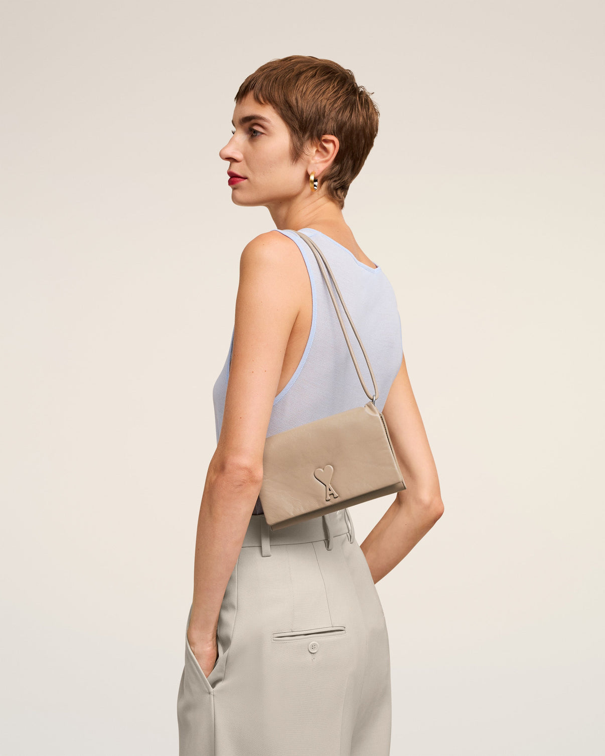Beige Leather Voulez-Vous Wallet Strap
