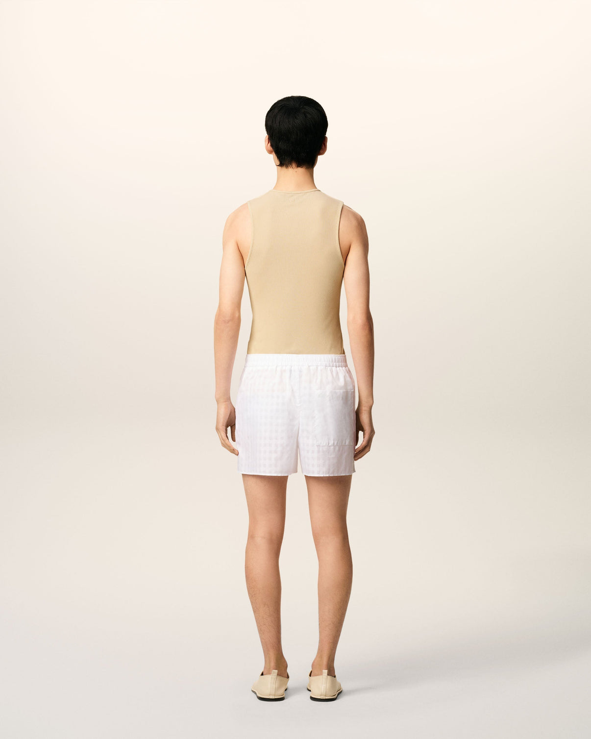 Beige Light Ribbed Jersey Tanktop