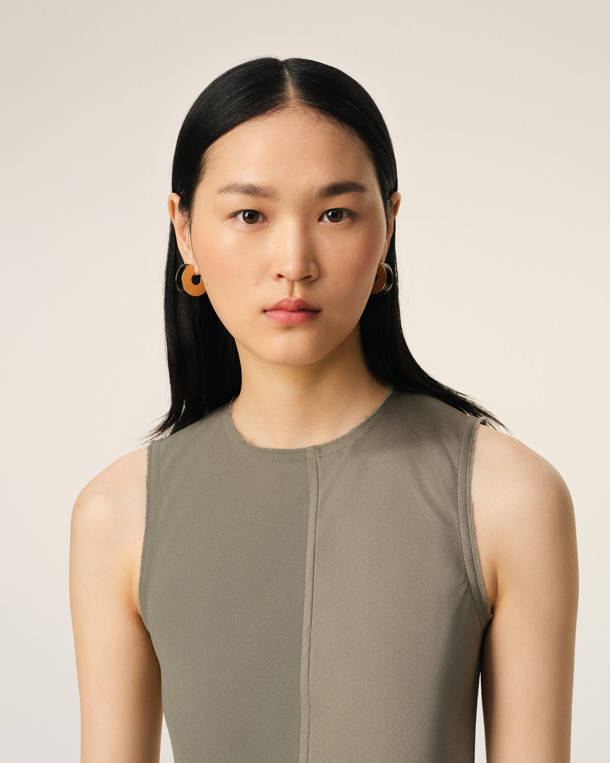 Beige Long Straight Dress