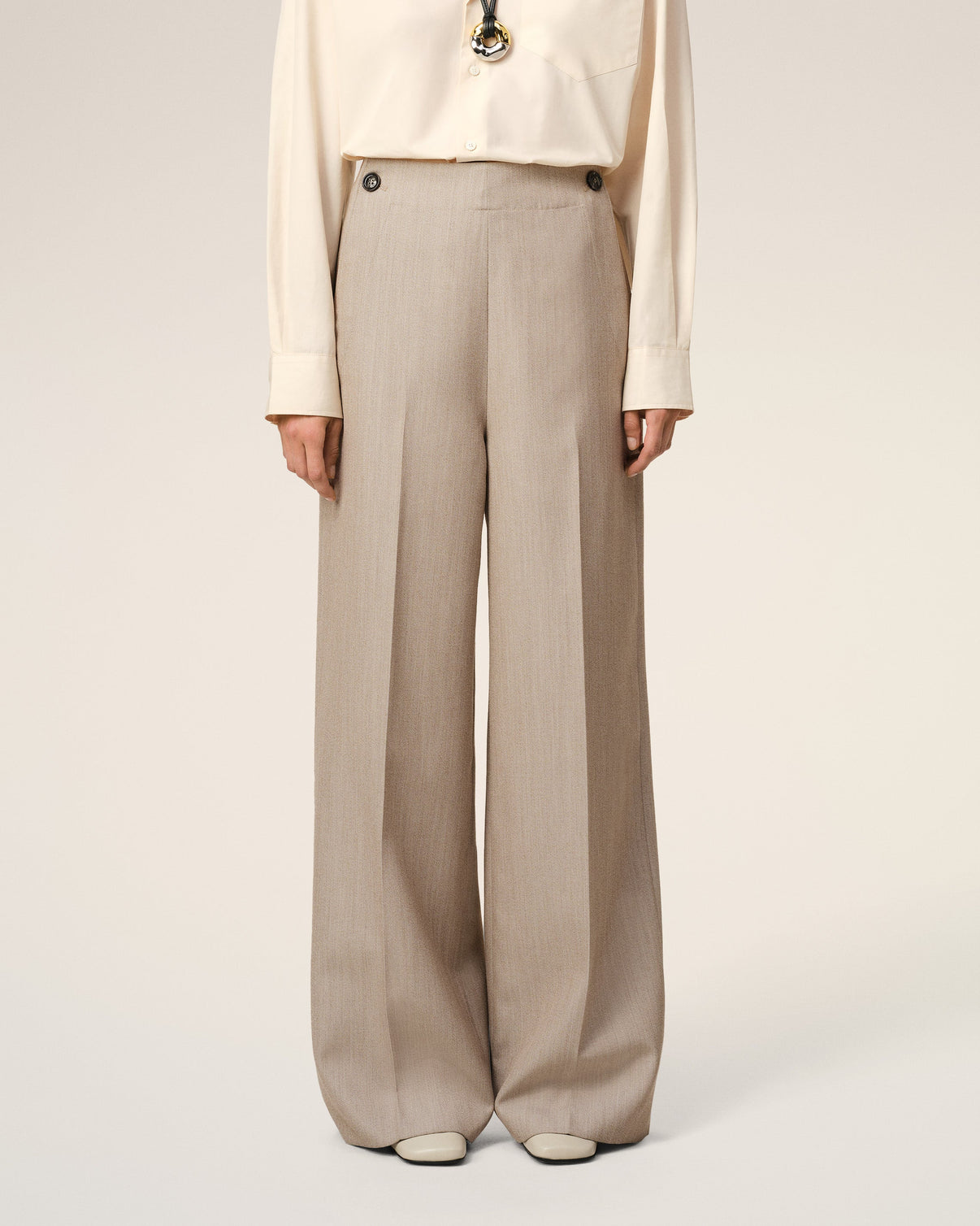 Beige New Wool Sailor Trousers