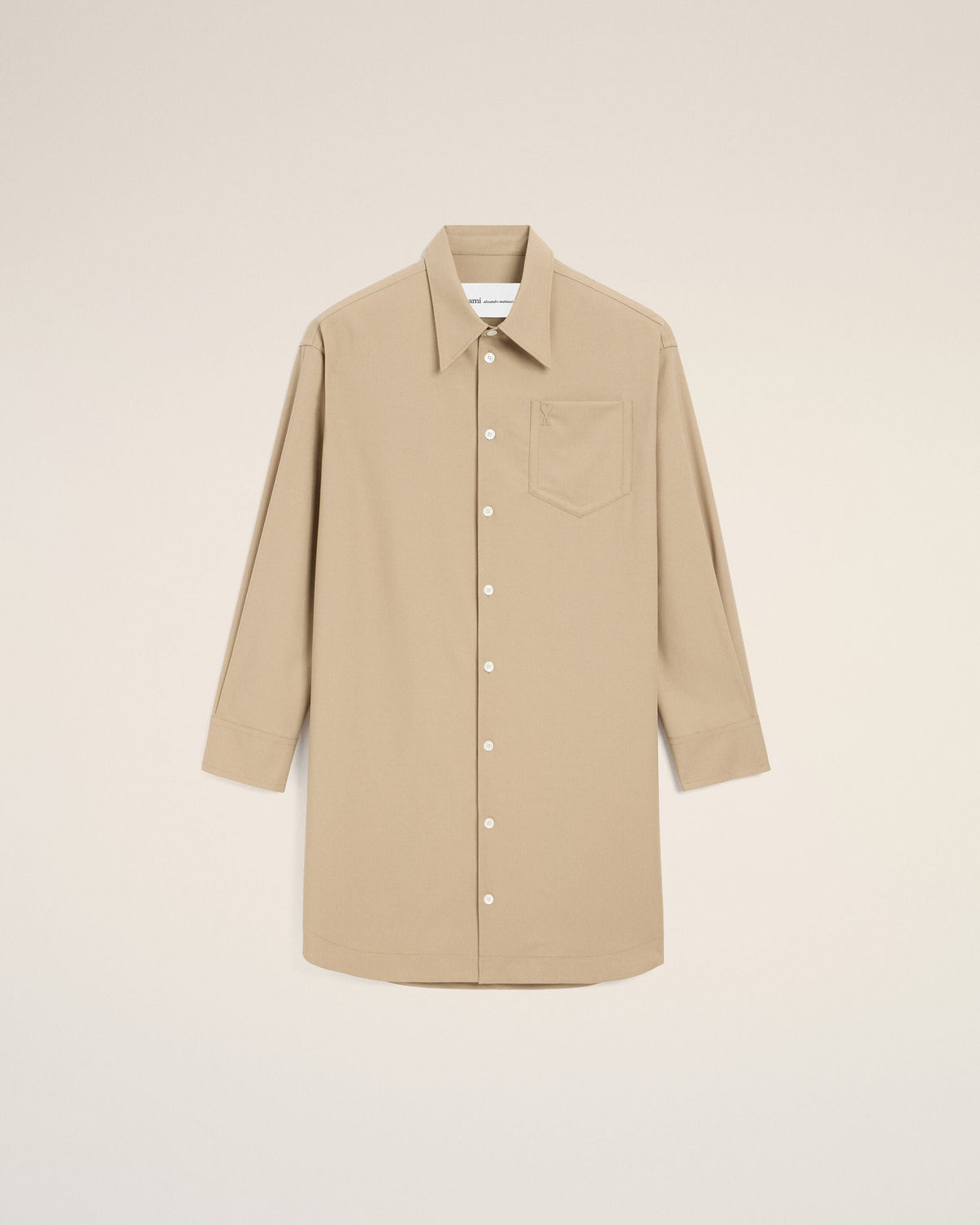 Beige New Wool Wide Shirt Dress