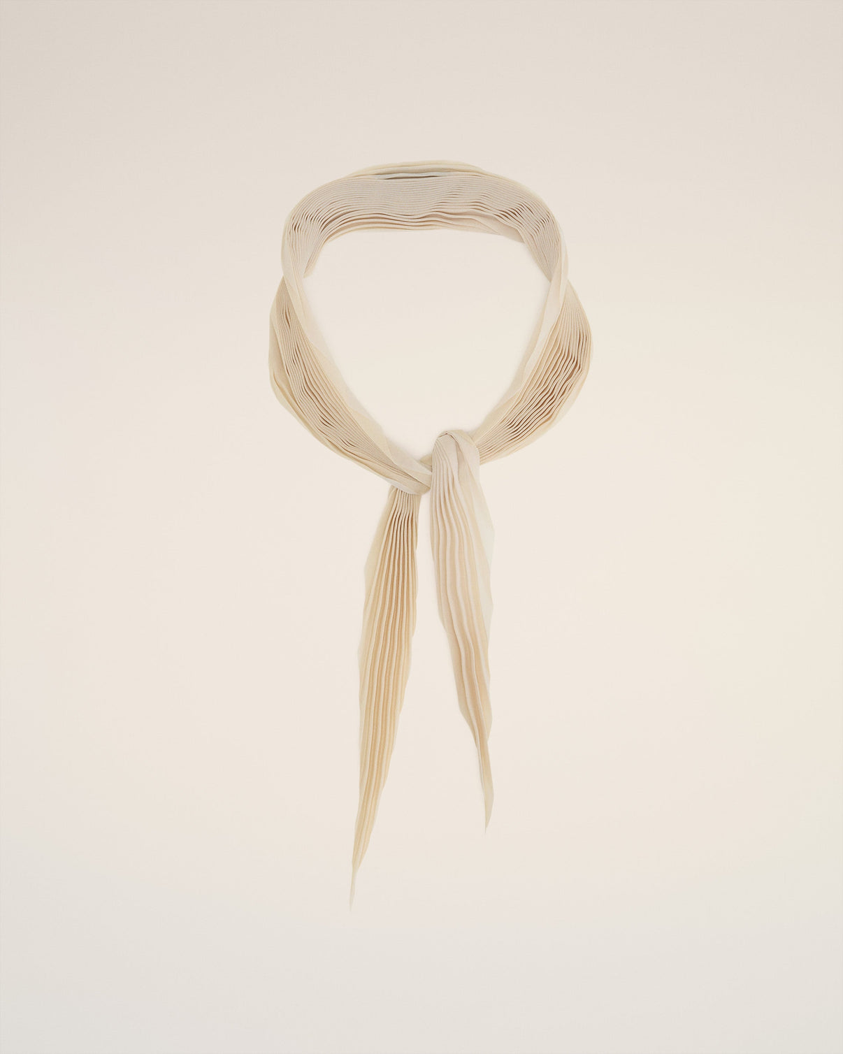Beige Pleated Diamond Shaped Scarf