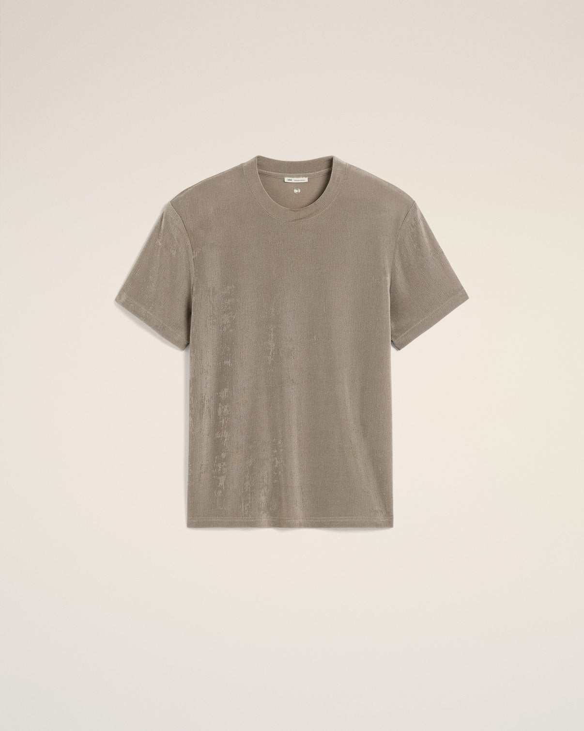 Beige Rib Jersey Short Sleeve T-Shirt