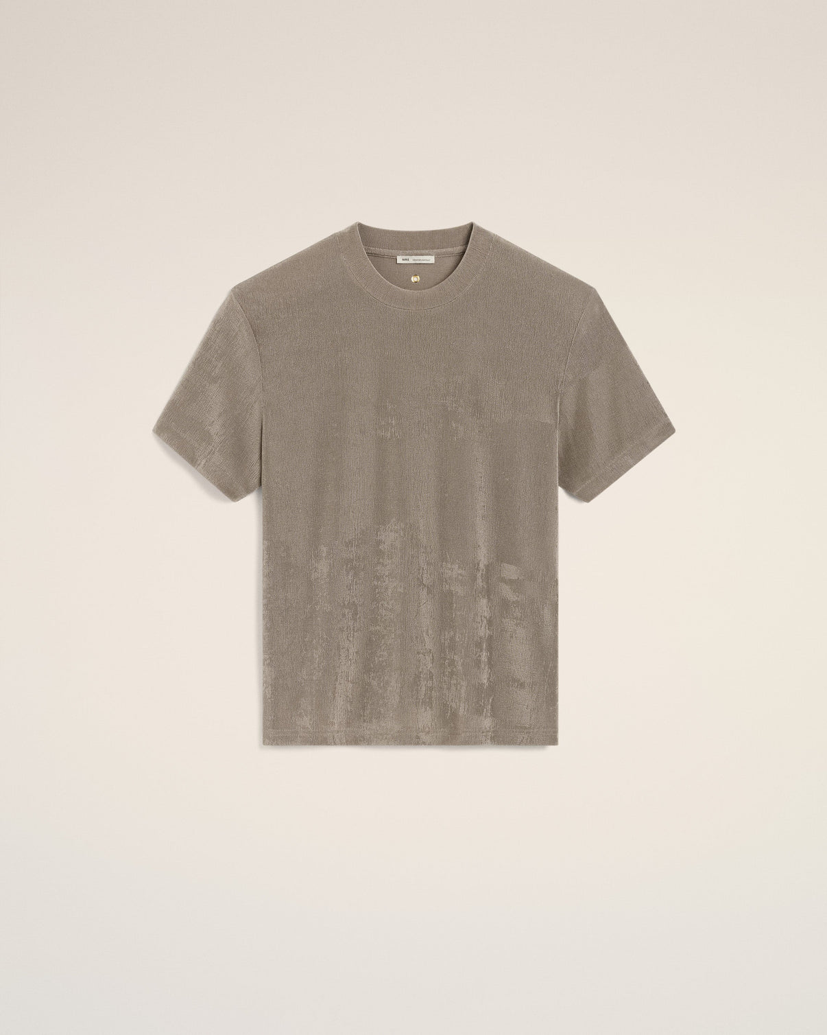 Beige Shiny Jersey Short Sleeve T-Shirt