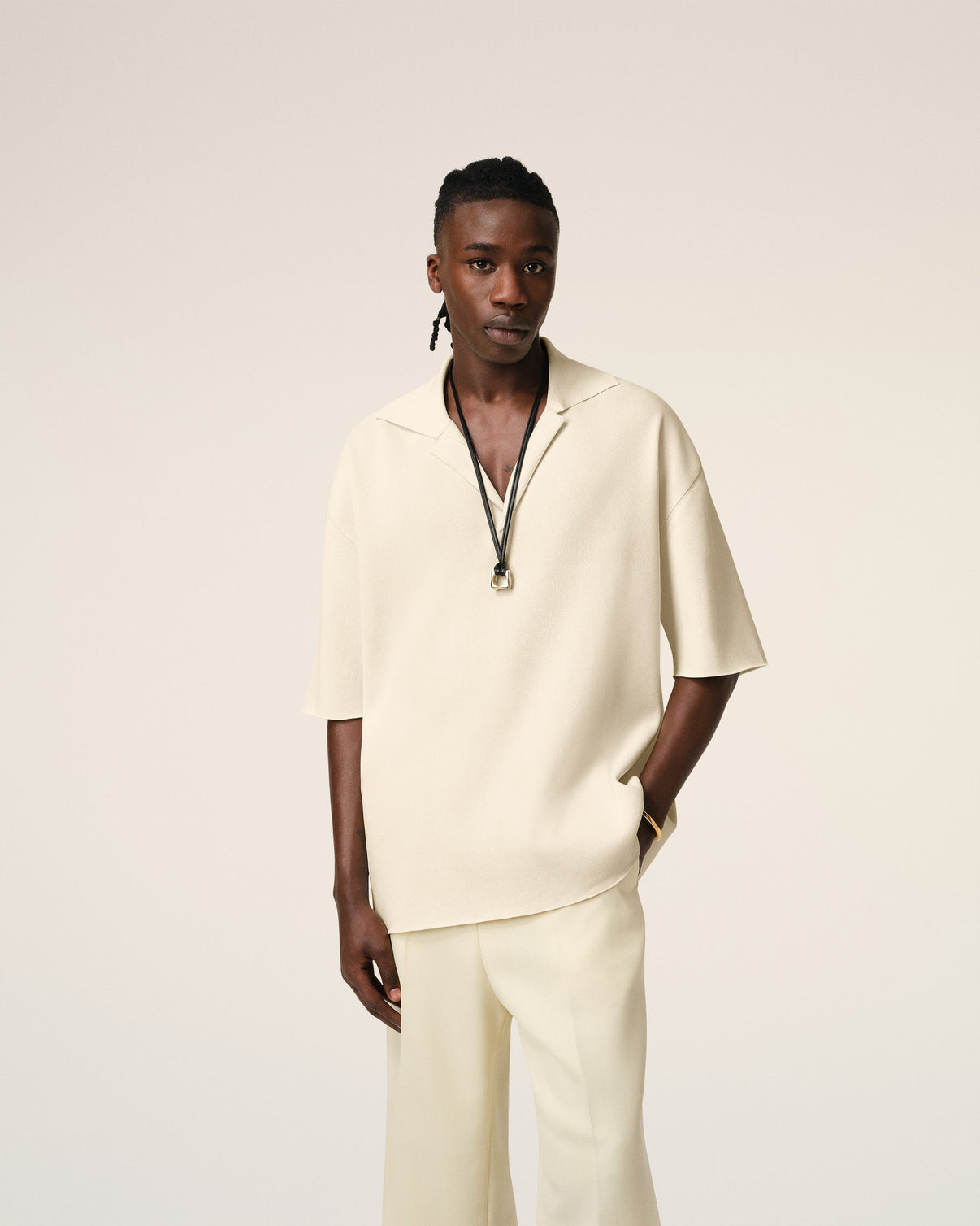 Beige Short Sleeve Polo