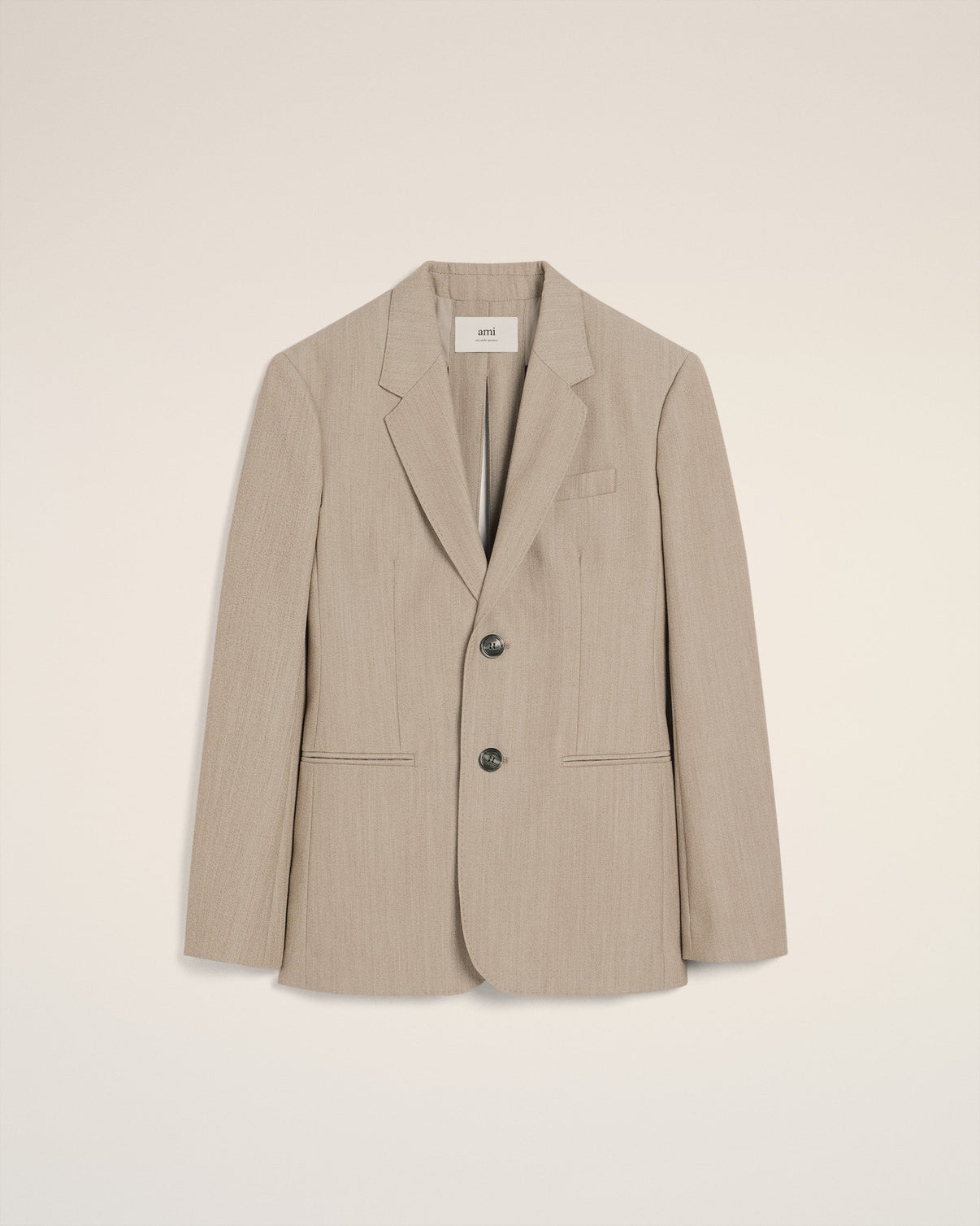 Beige Wool Back Slit Jacket