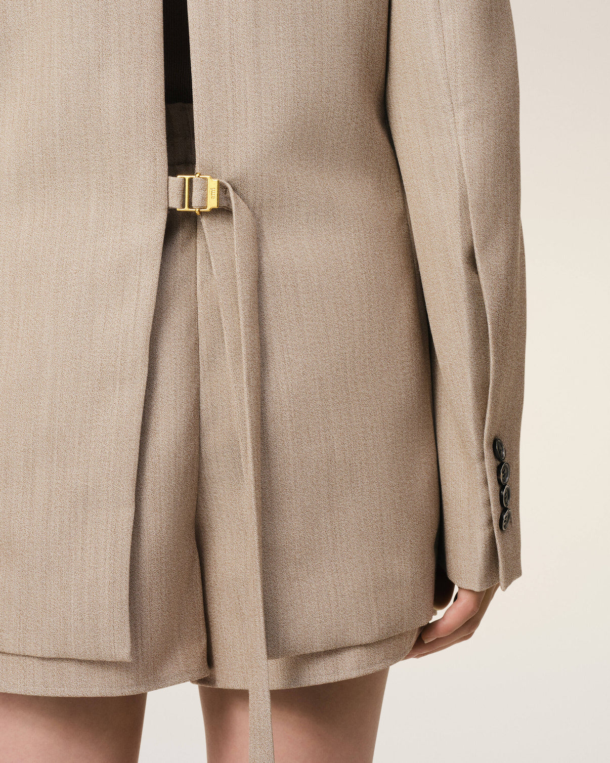 Beige Wool Back Slit Jacket