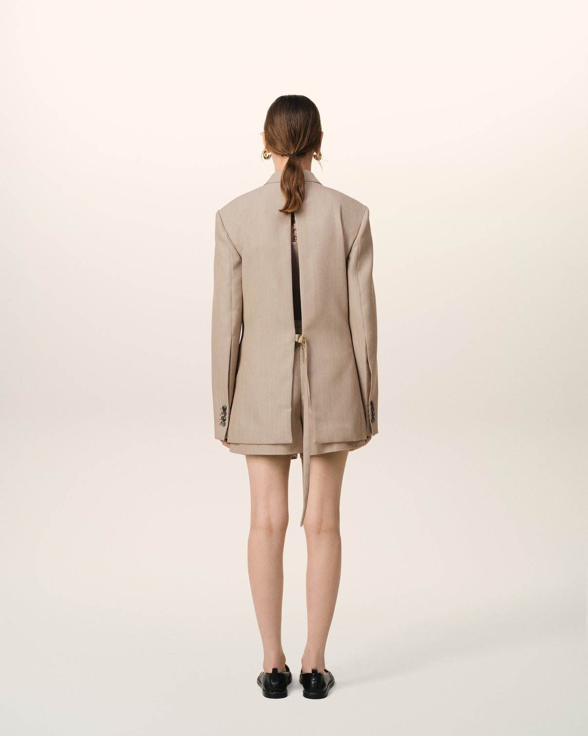 Beige Wool Back Slit Jacket