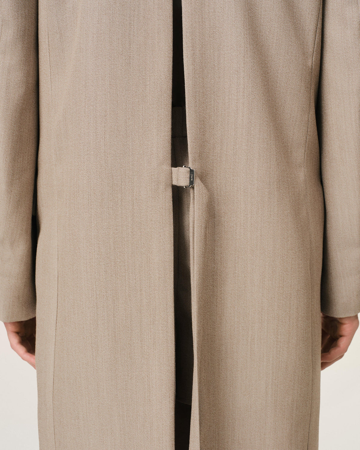 Beige Wool Back Slit Long Coat
