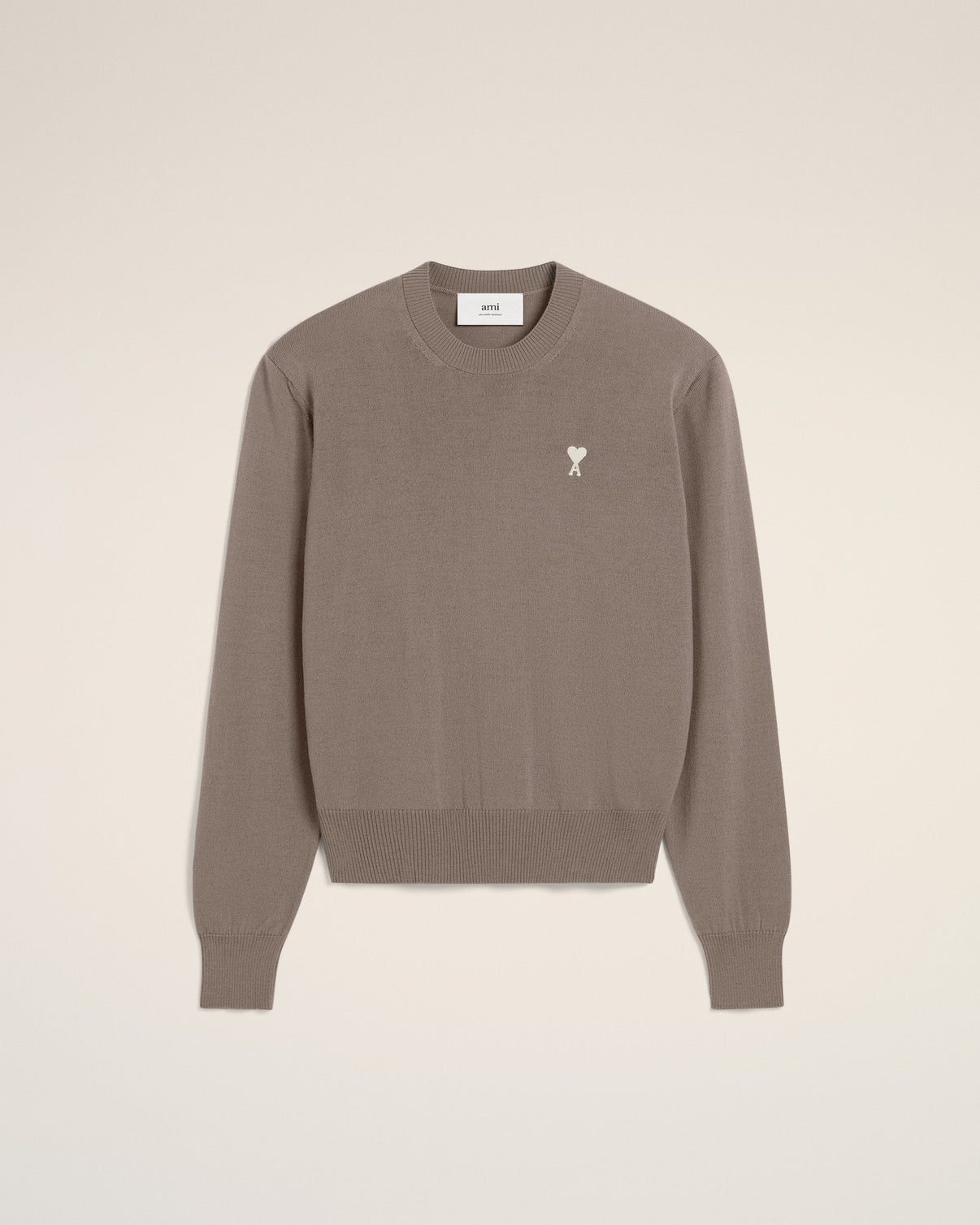 Beige Wool Crew Neck Sweater