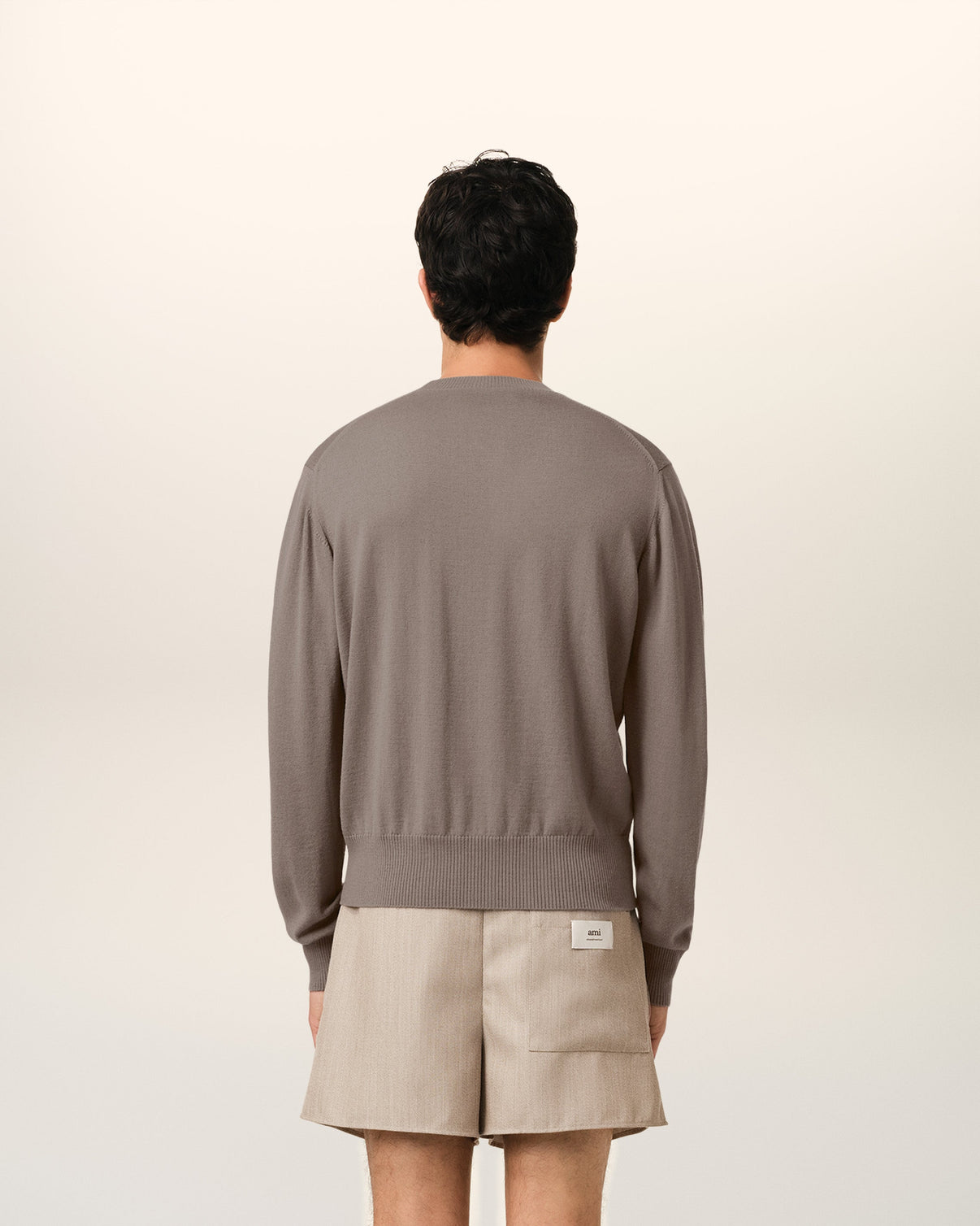 Beige Wool Crew Neck Sweater