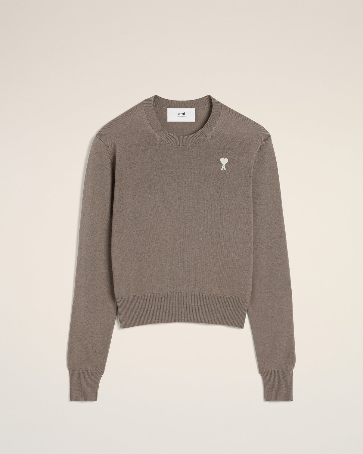 Beige Wool Crew Neck Sweater