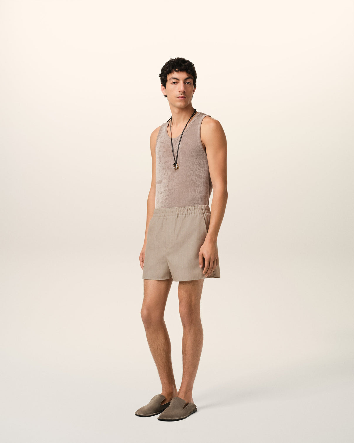 Beige Wool Elasticated Short
