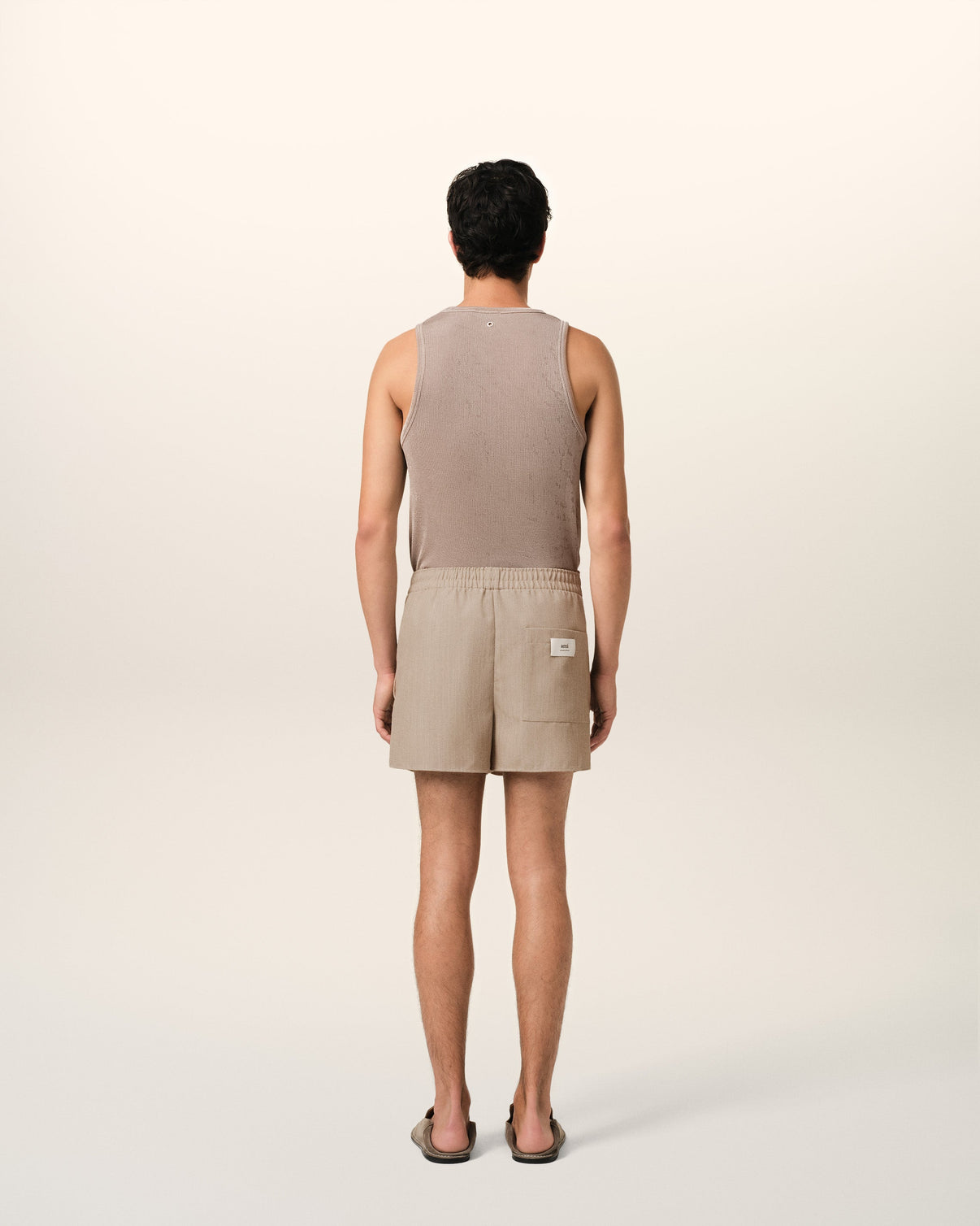 Beige Wool Elasticated Short