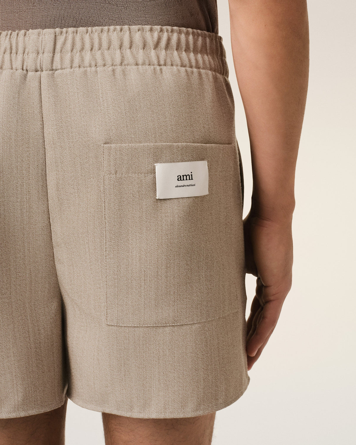 Beige Wool Elasticated Short