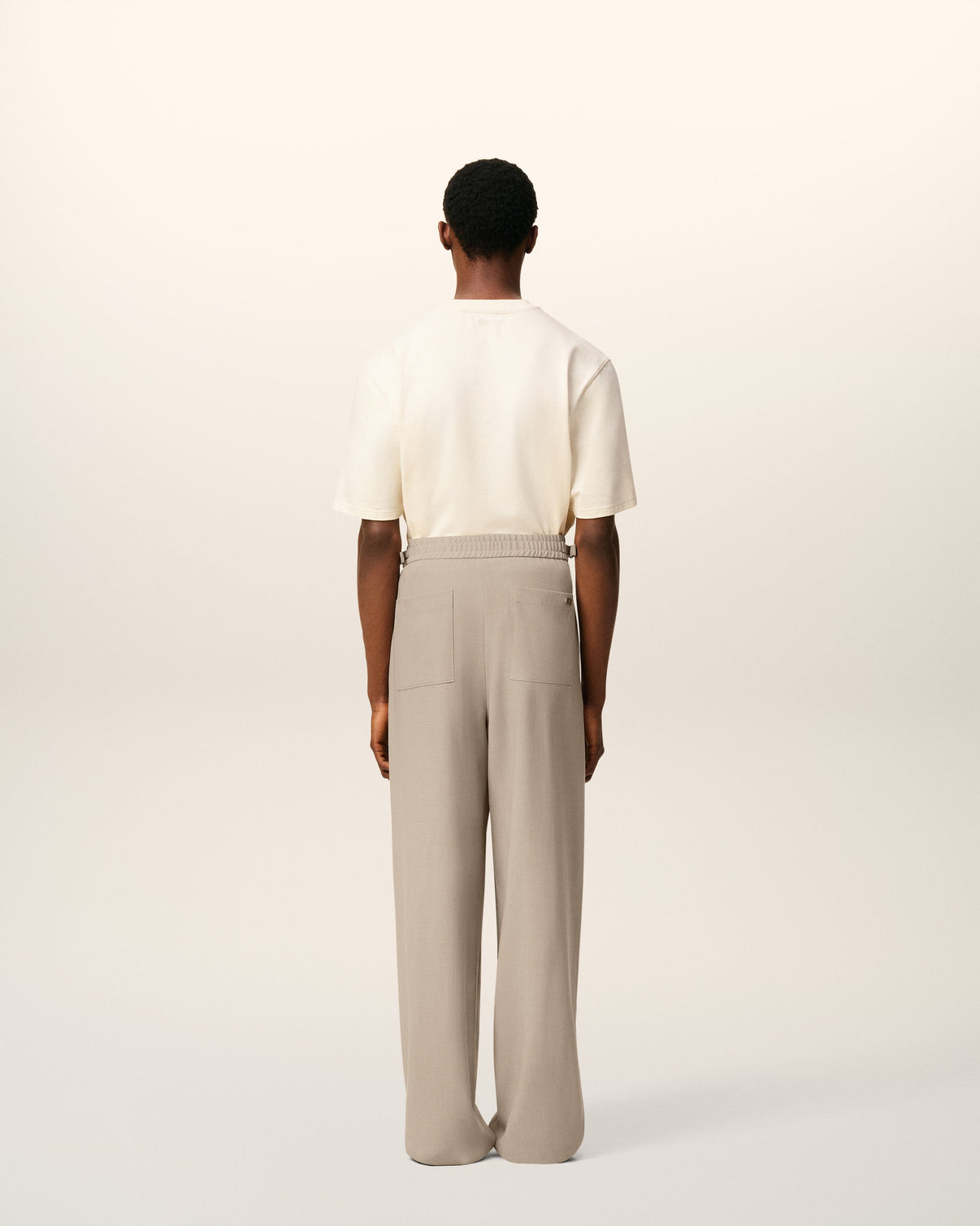 Beige Wool Elasticated Trousers