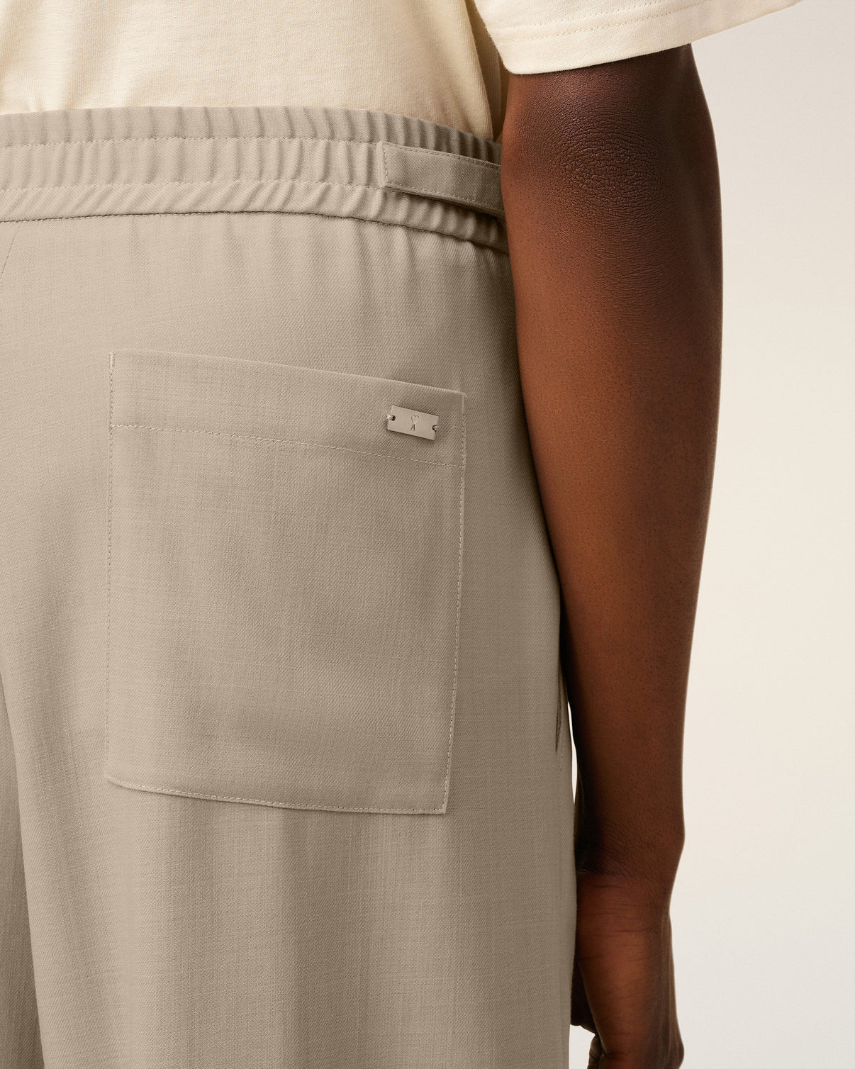 Beige Wool Elasticated Trousers