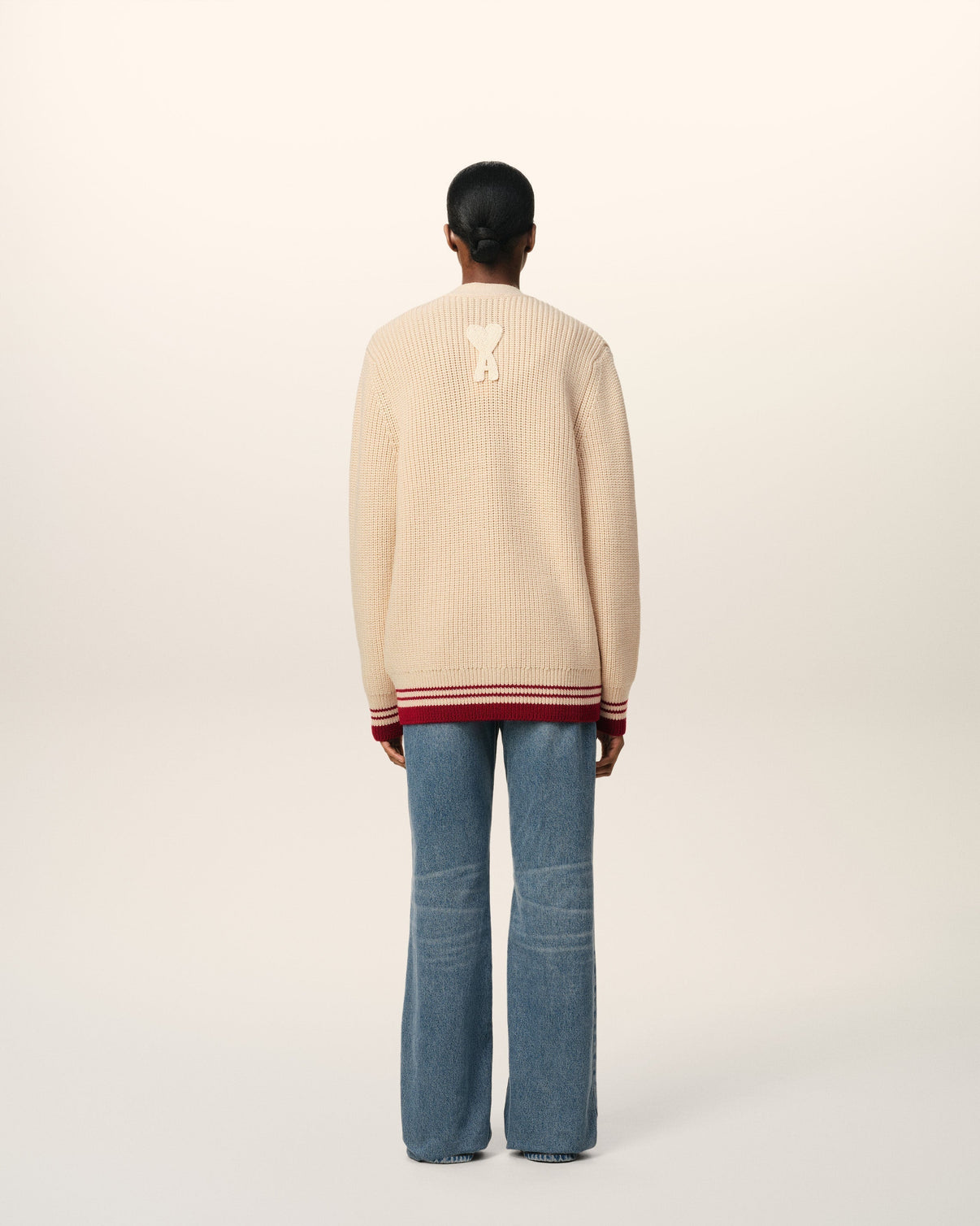 Beige Wool Ribbed Sweater