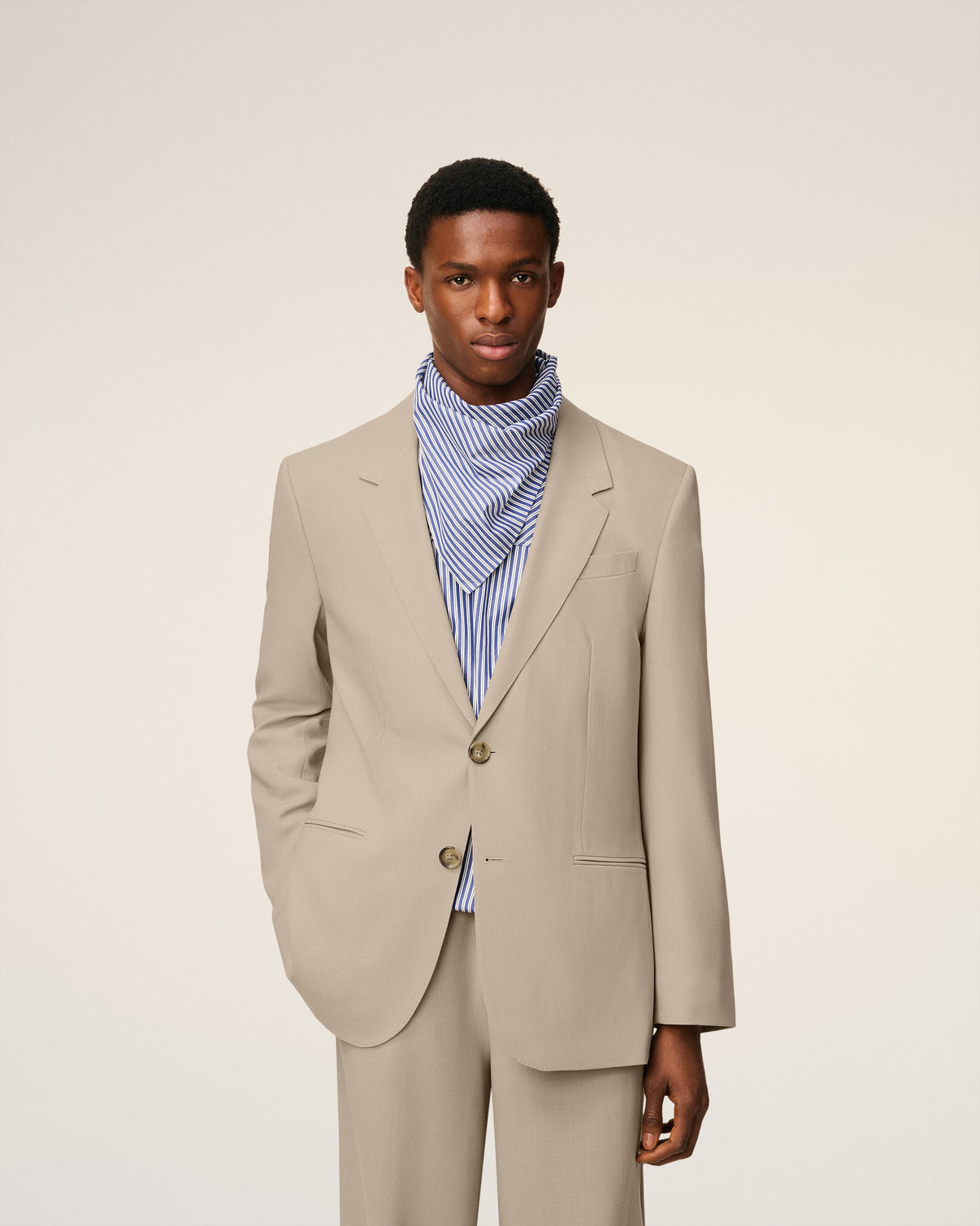 Beige Wool Single Breasted Jacket
