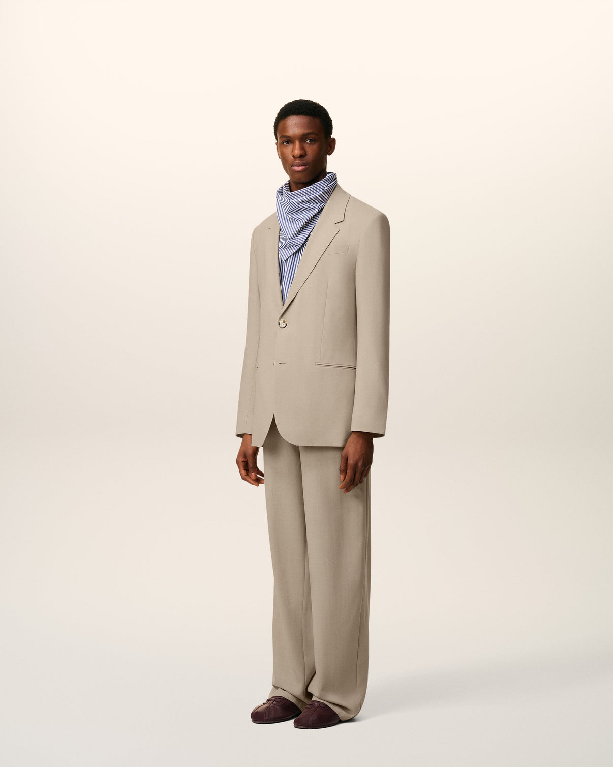 Beige Wool Single Breasted Jacket