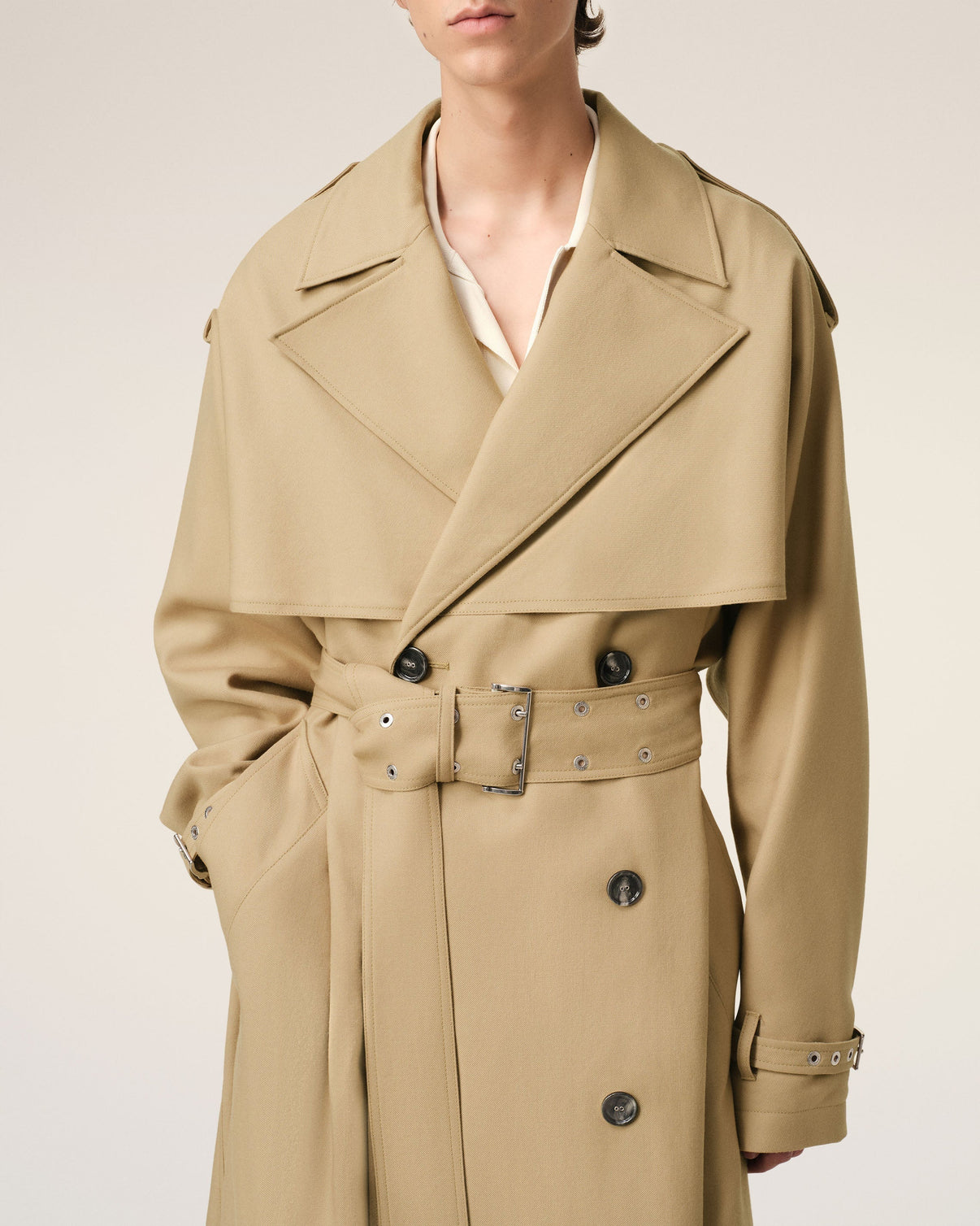 Beige Wool Trench Coat
