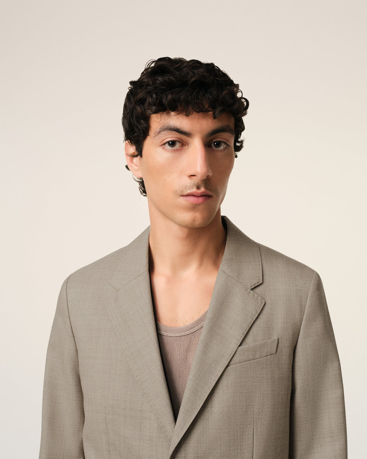 Beige Wool Two Buttons Jacket