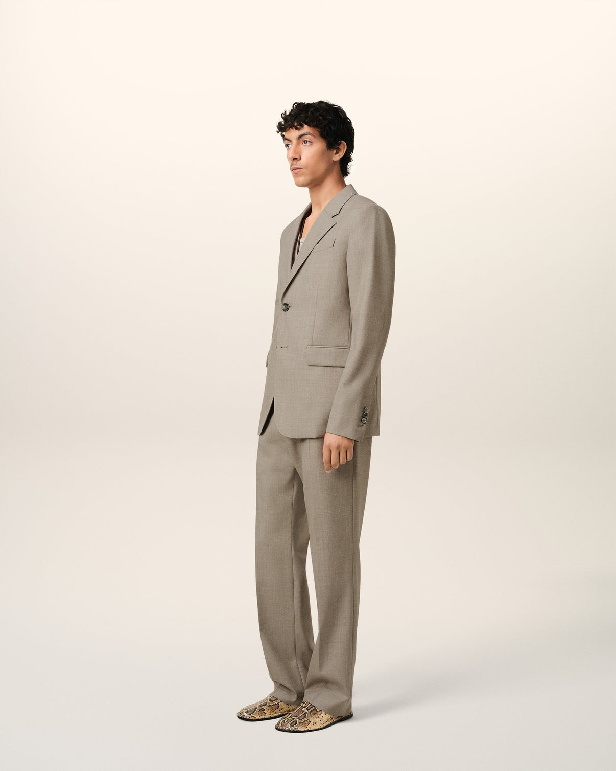 Beige Wool Two Buttons Jacket