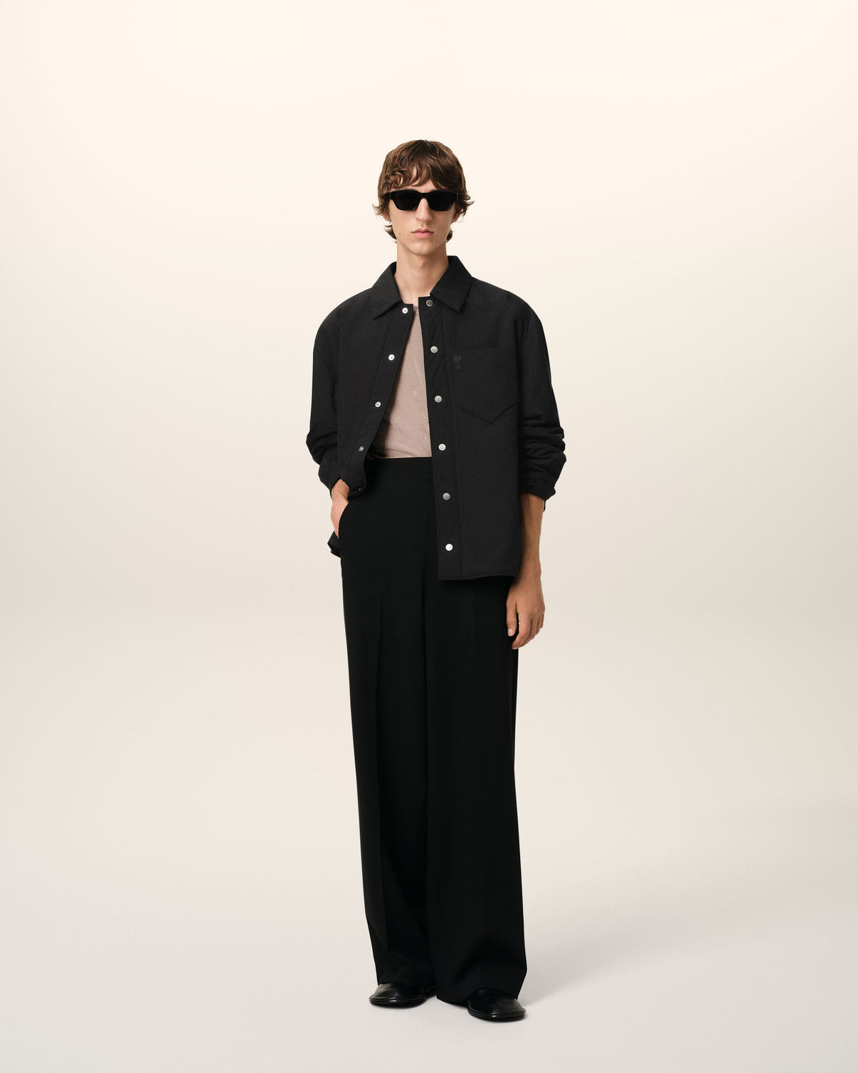 Black Canvas Padded Overshirt