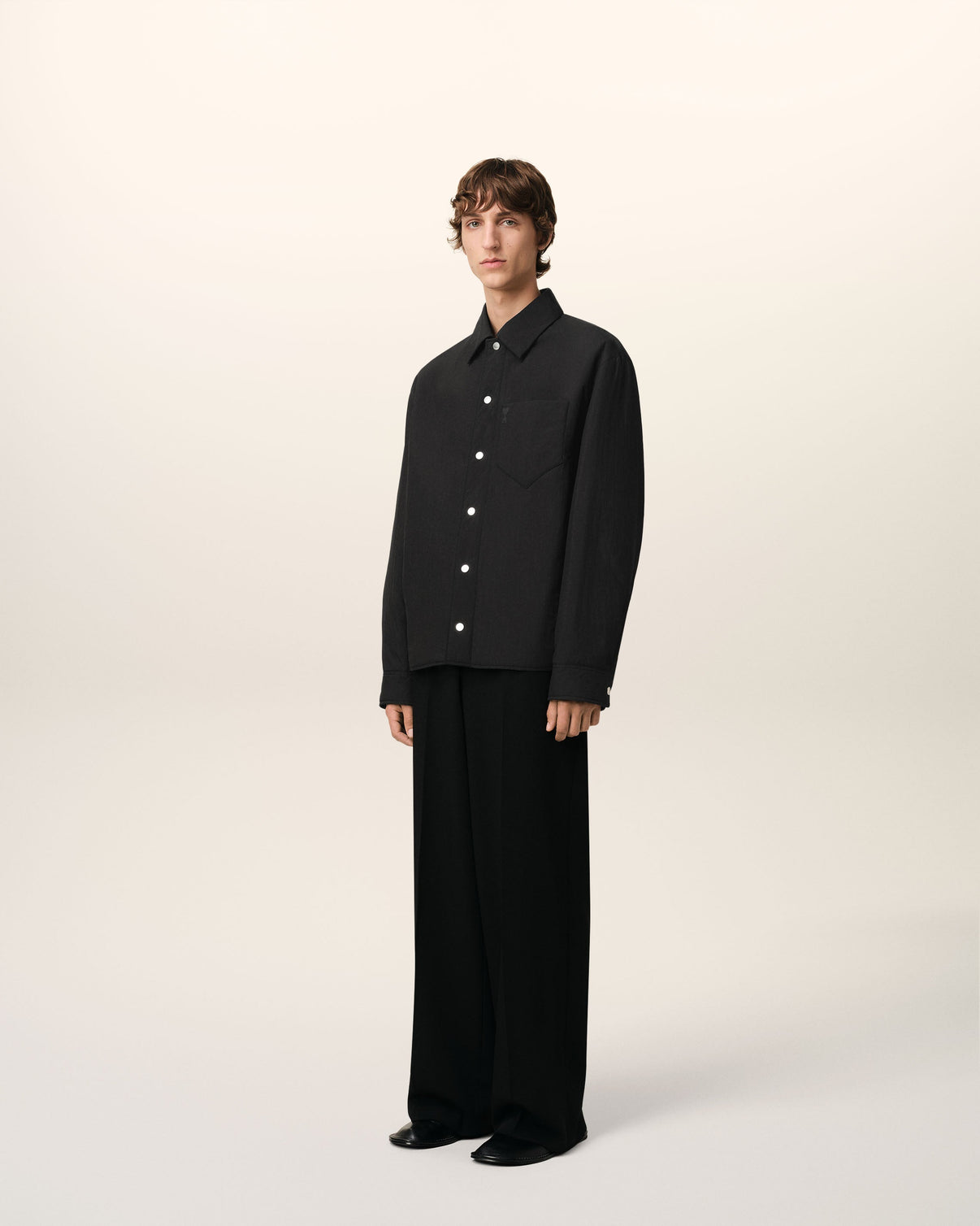Black Canvas Padded Overshirt
