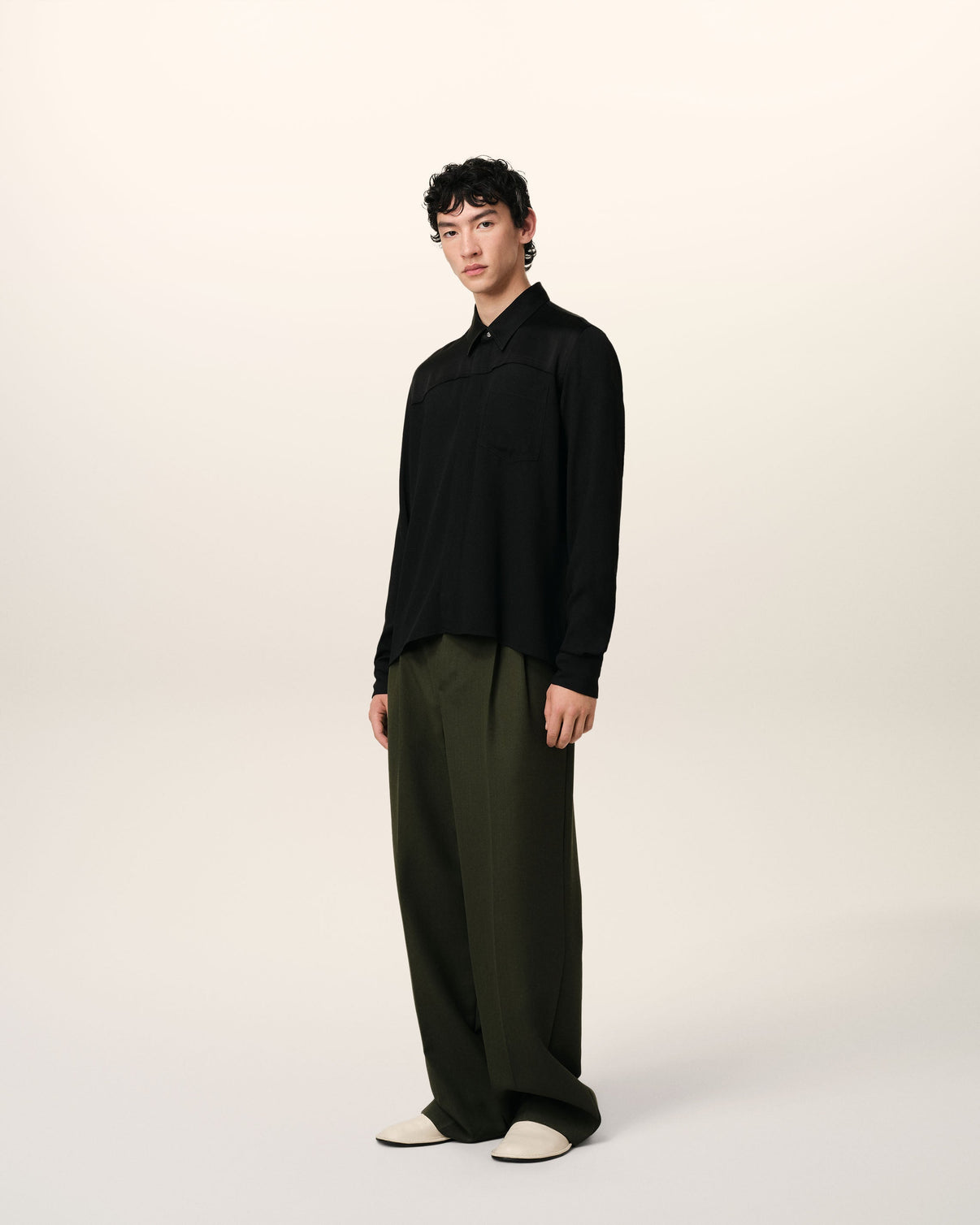 Black Contrasted Top Long Sleeve Shirt