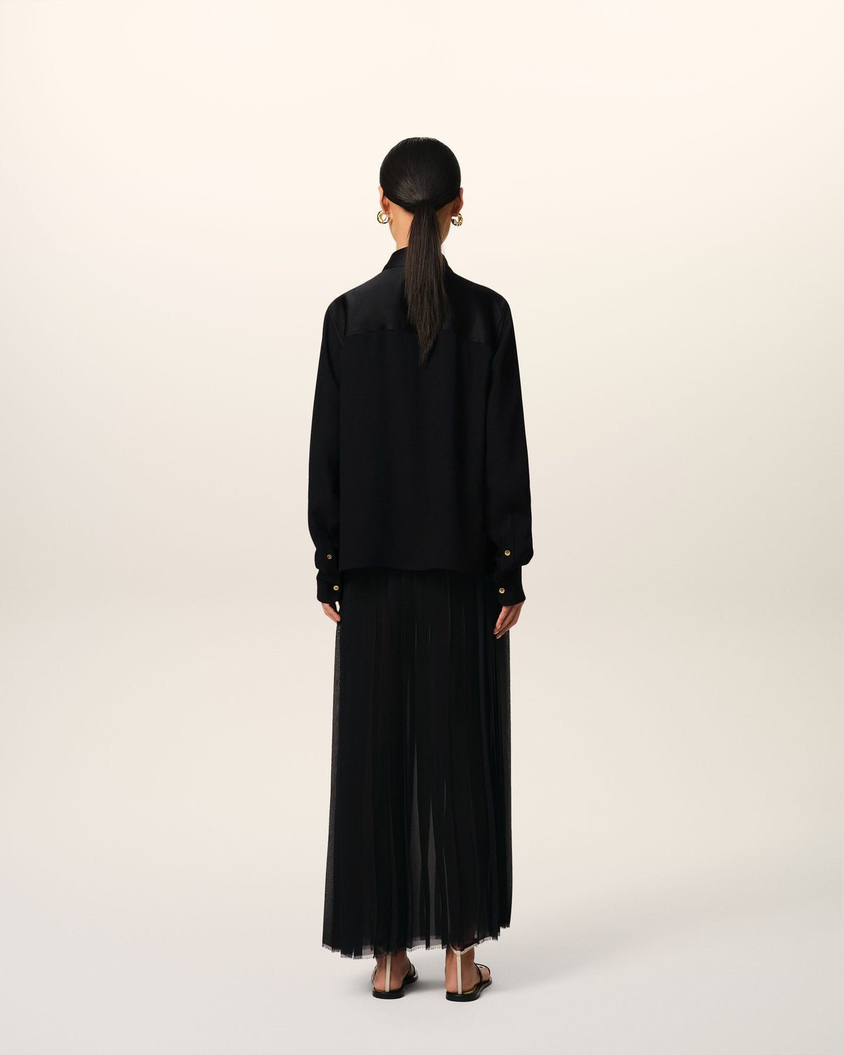 Black Contrasted Top Long Sleeve Shirt